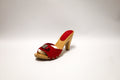 Chanel Vintage CC Buckle Wooden Mule Sandals Red Suede size 39