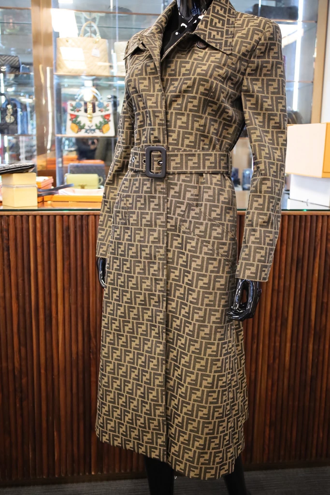 FENDI TRENCH COAT CANVAS SIZE 40IT