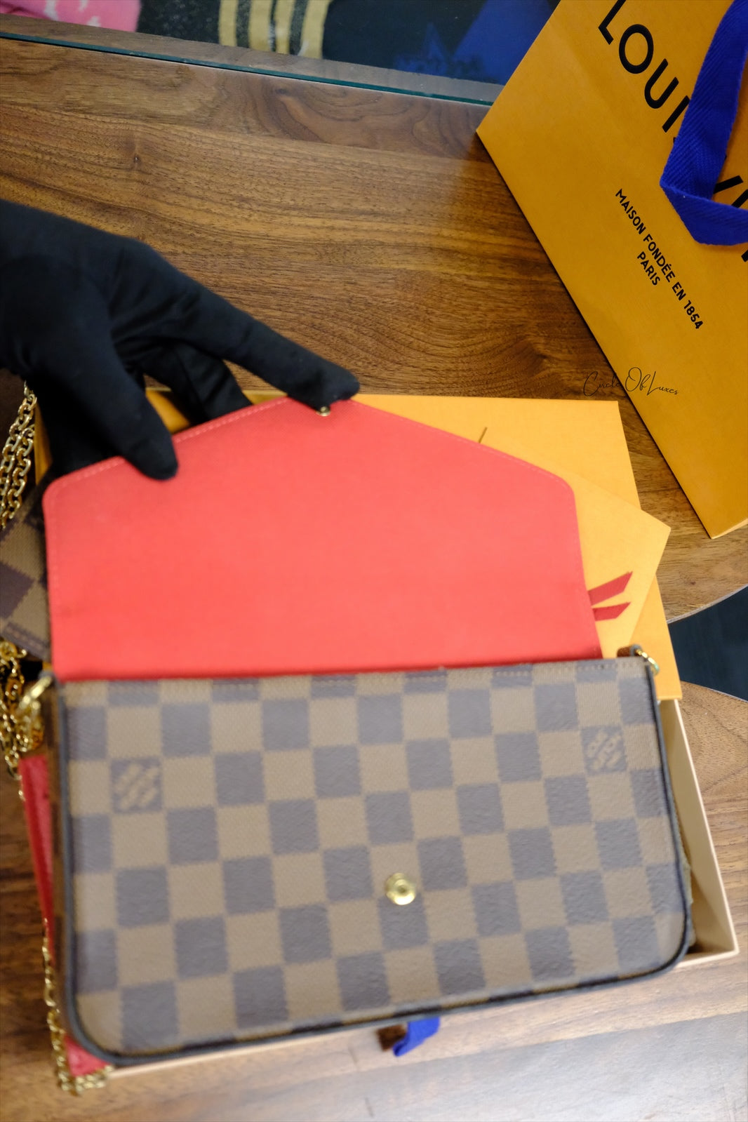 FELEICE POCHETTE DAMIER EBEN ,FULLSET