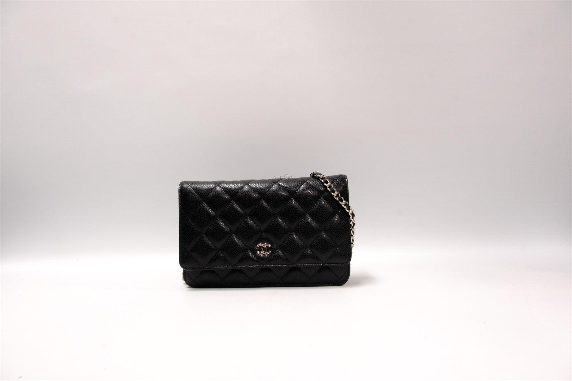CHANEL  BLACK WALLET ON CHAIN CAVIAR SHW