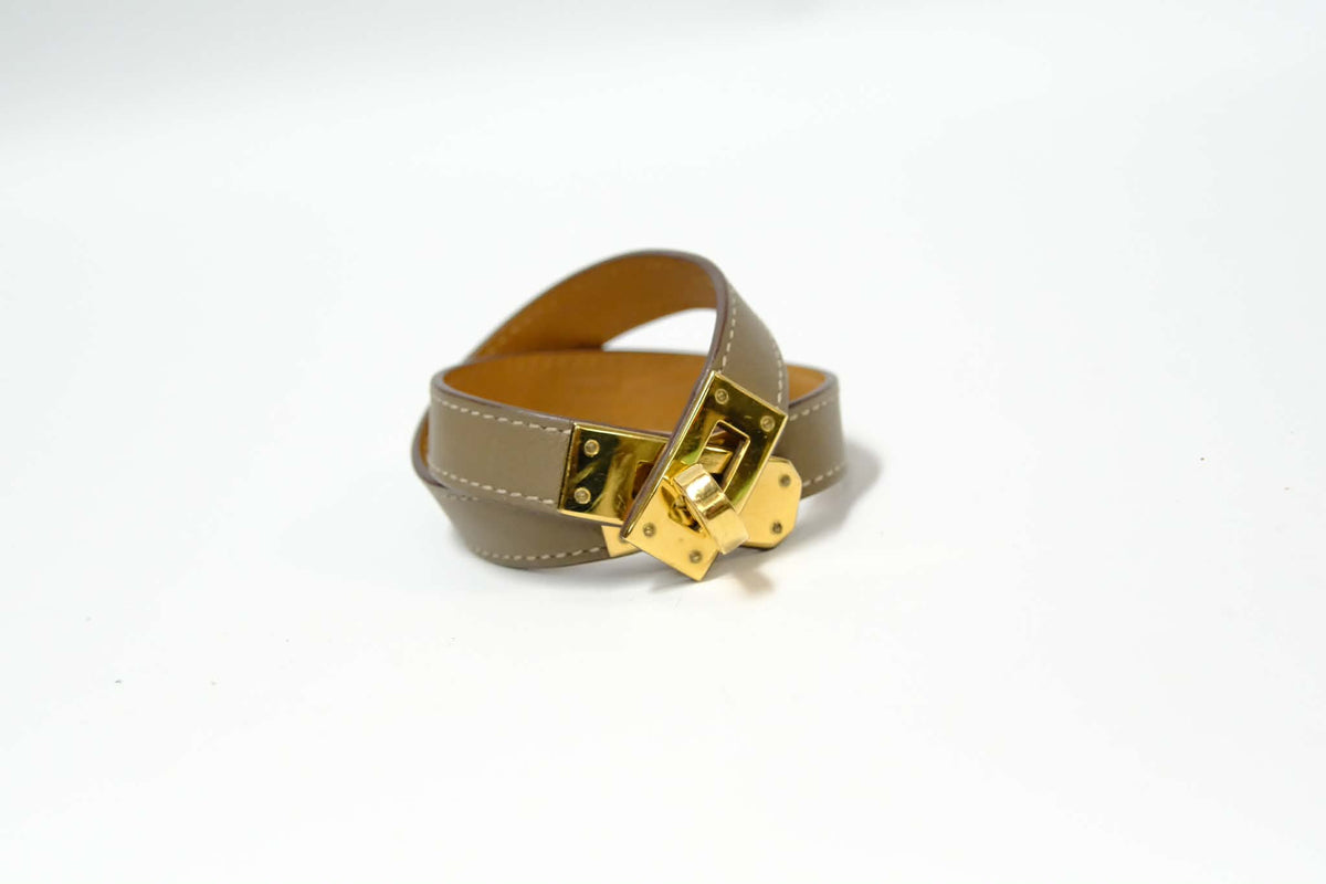 HERMES KELLY DOUBLE TOUR ETOUPE GHW BRACELET