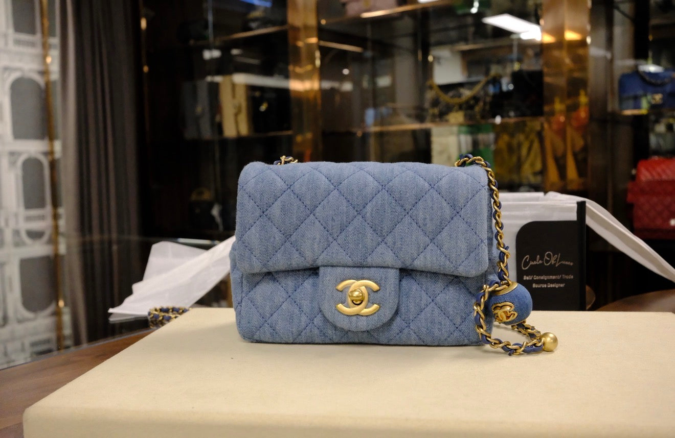 MINI SQUARE DENIM PEARL CRUSH