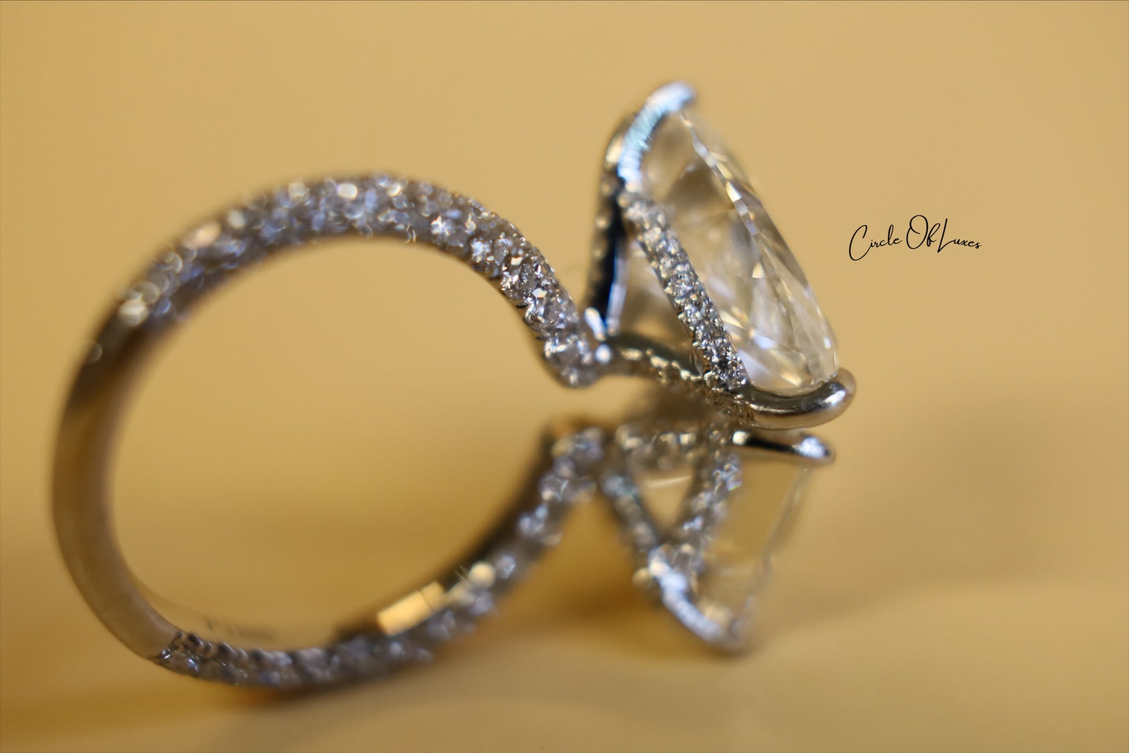 Platinum Princess Cut 2.5ct & pear shape 3.50ct  diamonds ring