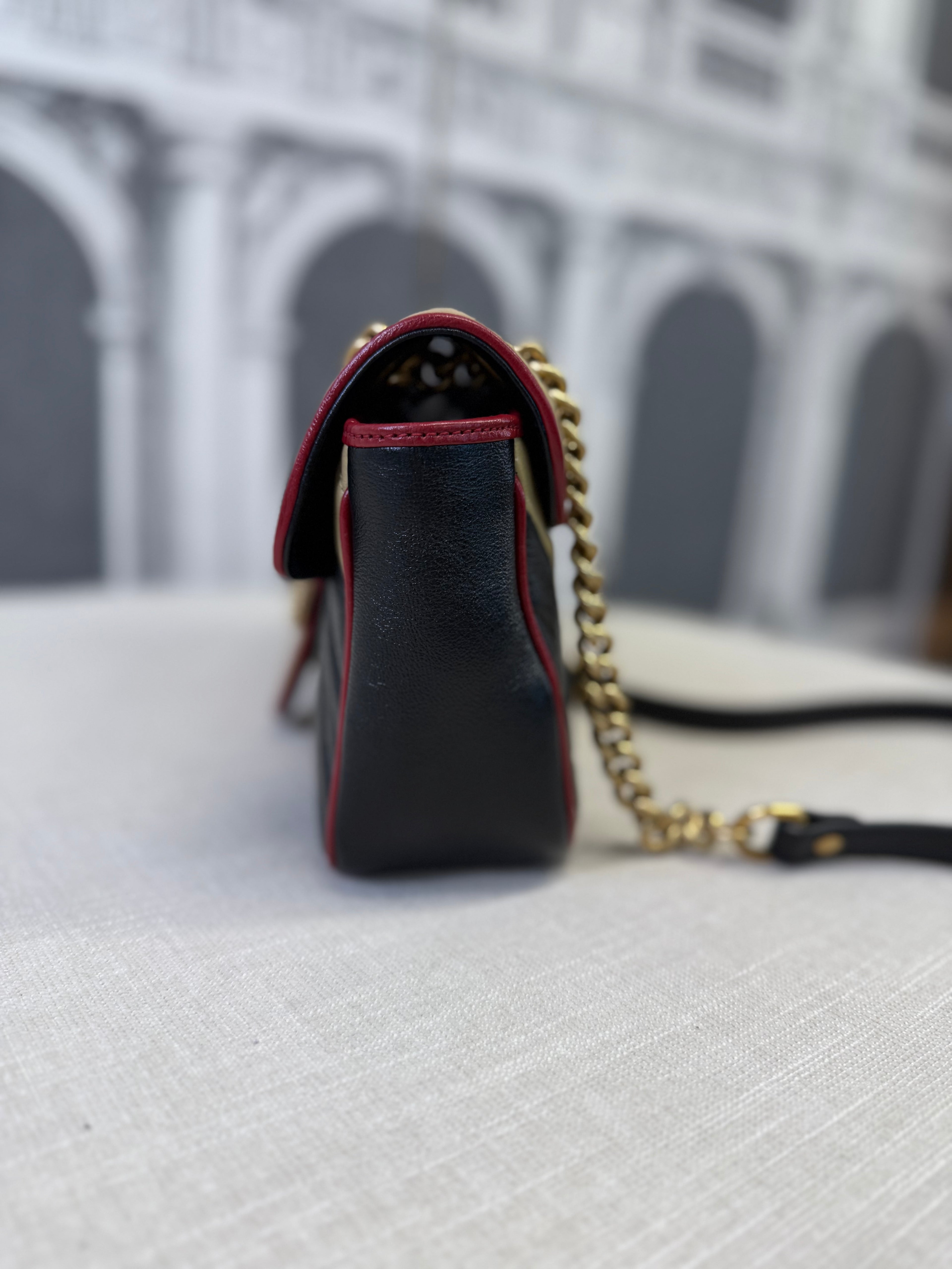 GUCCI SMALL MARMONT COLOUR BLOCK LEATHER   GHW