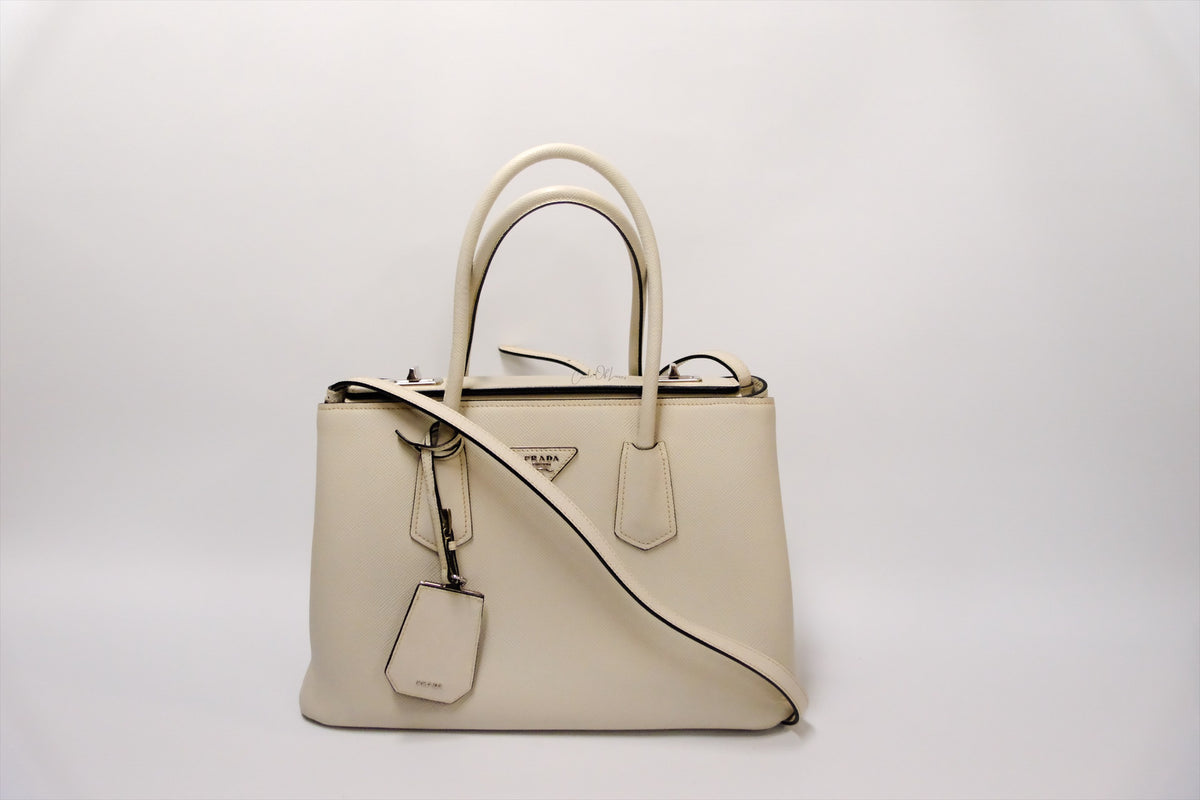 PRADA LEATHER TOTE SAFFIANO CUIR TWIN