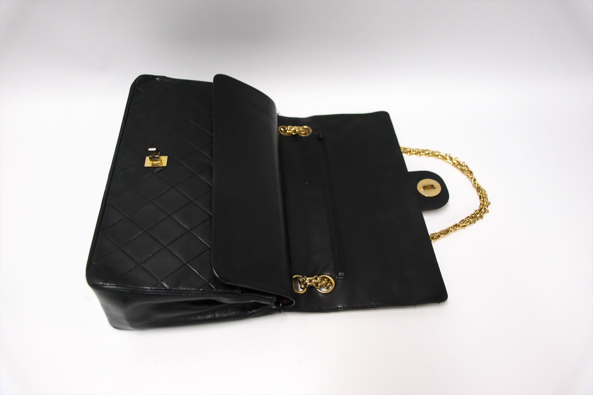 CHANEL BLACK LAMBSKIN MEDIUM FLAP BAG