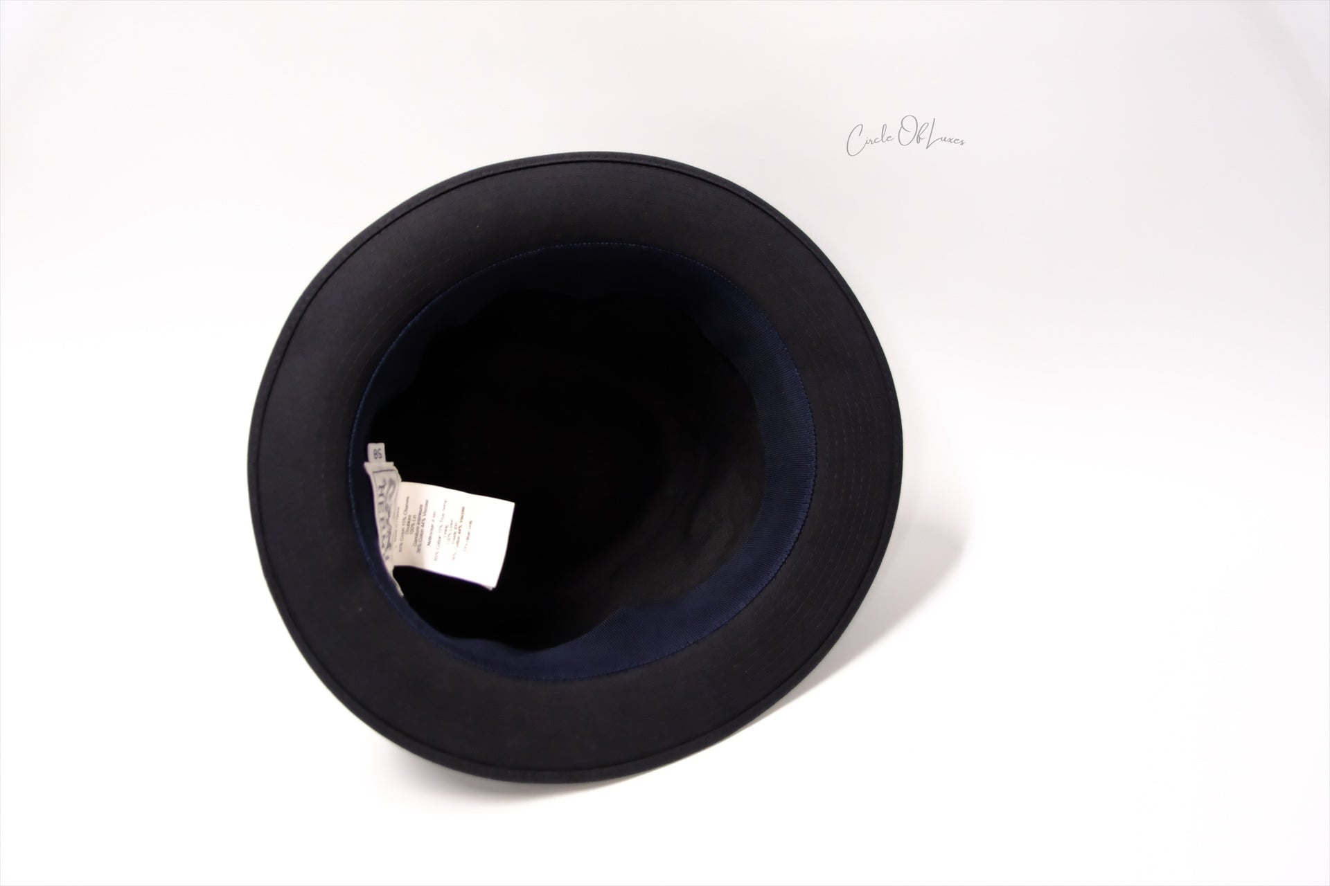 HERMES BLACK COTTON HAT 58cm