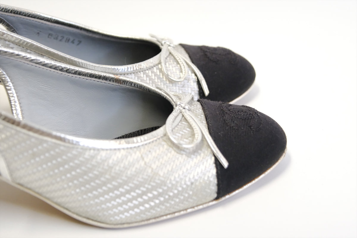 Chanel SLING BACK silver/BLACK