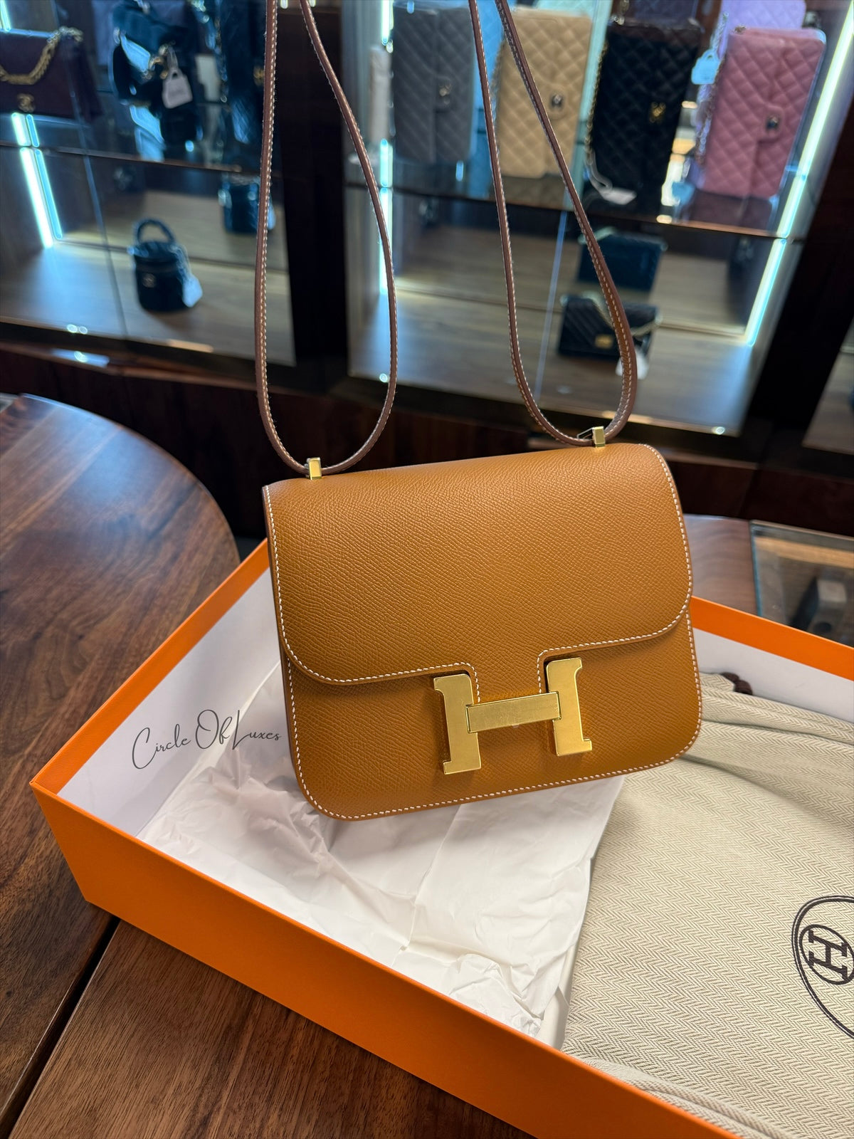 HERMES MINI CONSTANCE GOLD GHW EPSOM  STAMP W