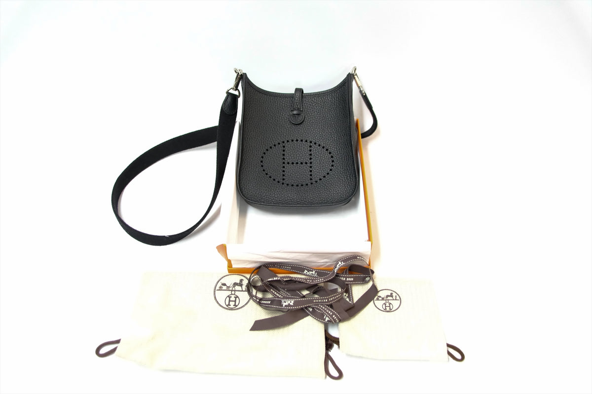 HERMES MINI EVELYNE NOIR SHW STAMP K