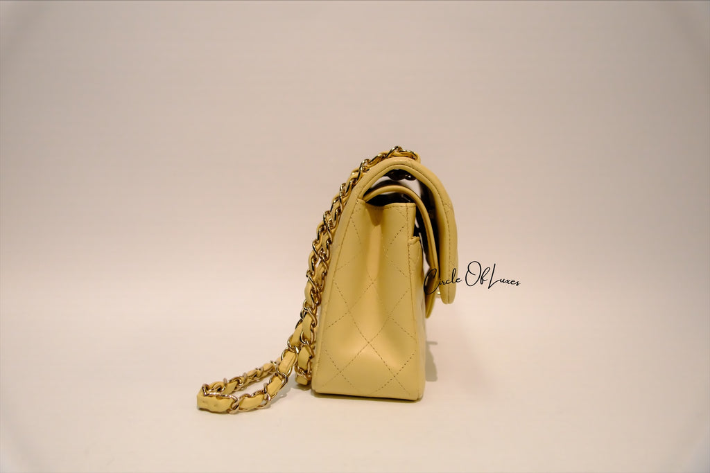 CHANEL SMALL YELLOW LAMSKIN GHW