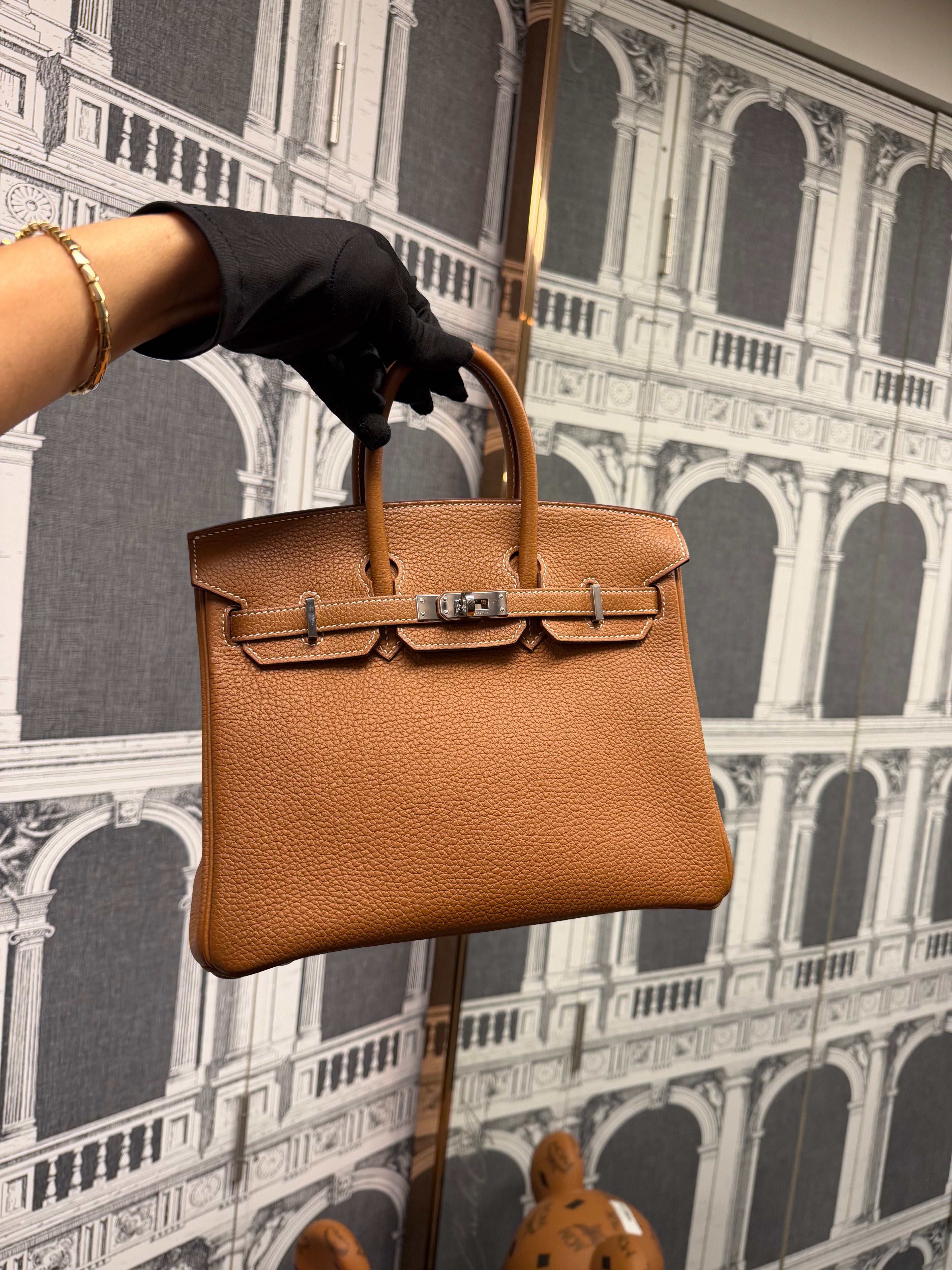 HERMES BIRKIN 25 GOLD PHW TOGO STAMP U