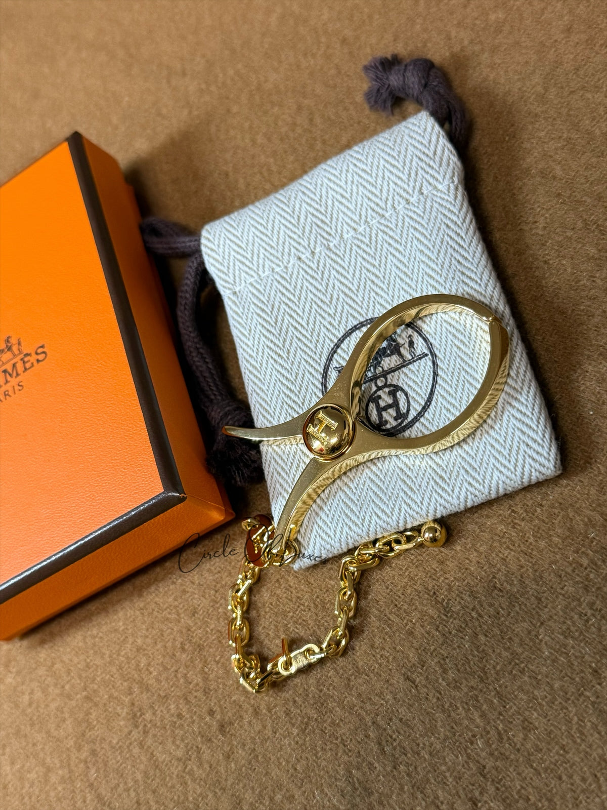 HERMES FILOU GLOVE CLIP ROSE GOLD PLATED METAL