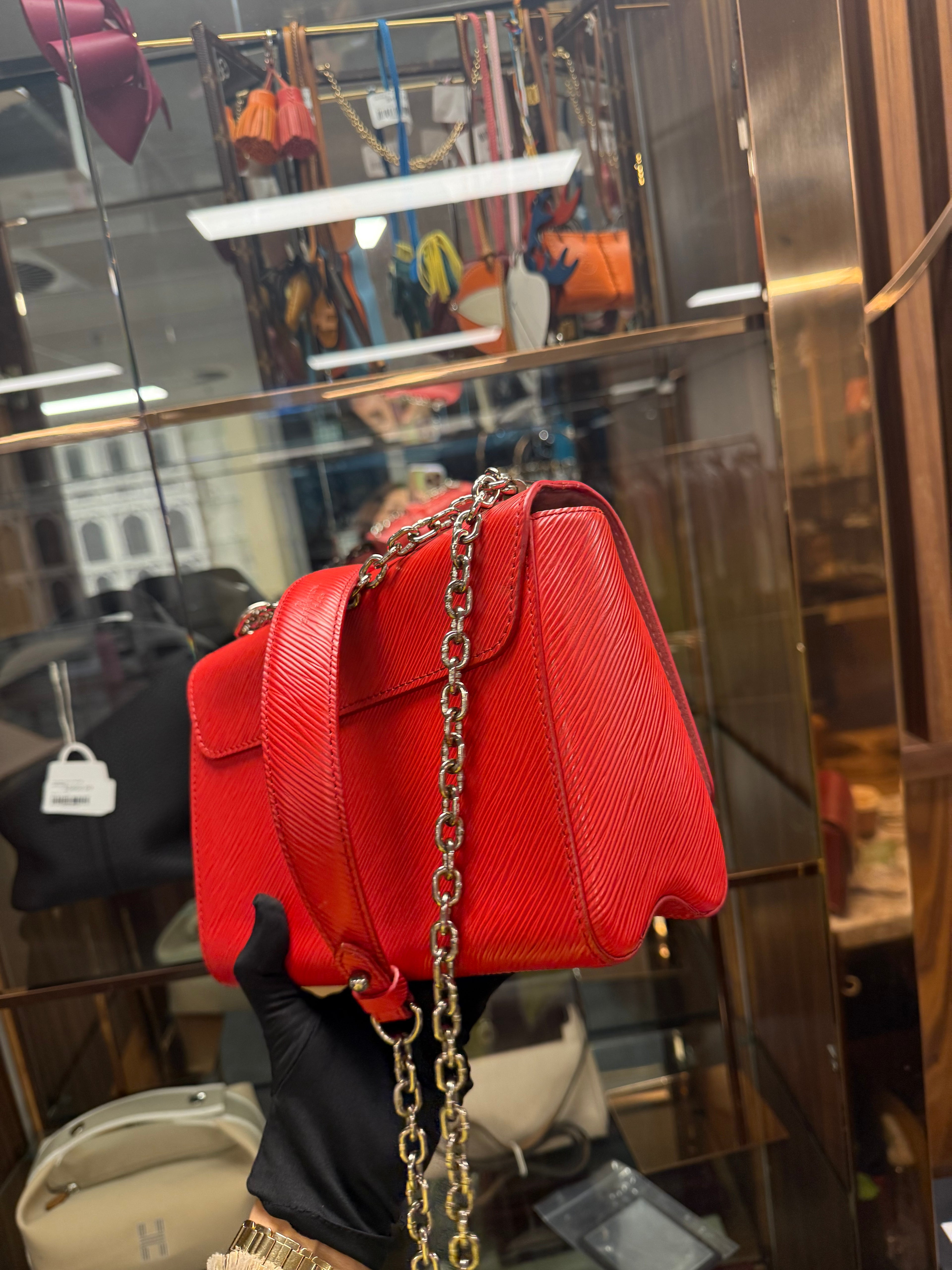 Louis Vuitton Twist MM Red Epi Leather with Silver Hardware