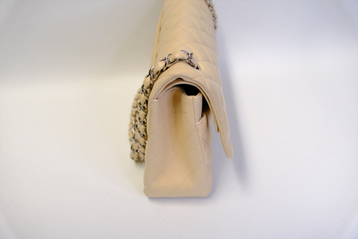 CHANEL JUMBO CLASSIC FLAP BEIGE LAMBSKIN SHW