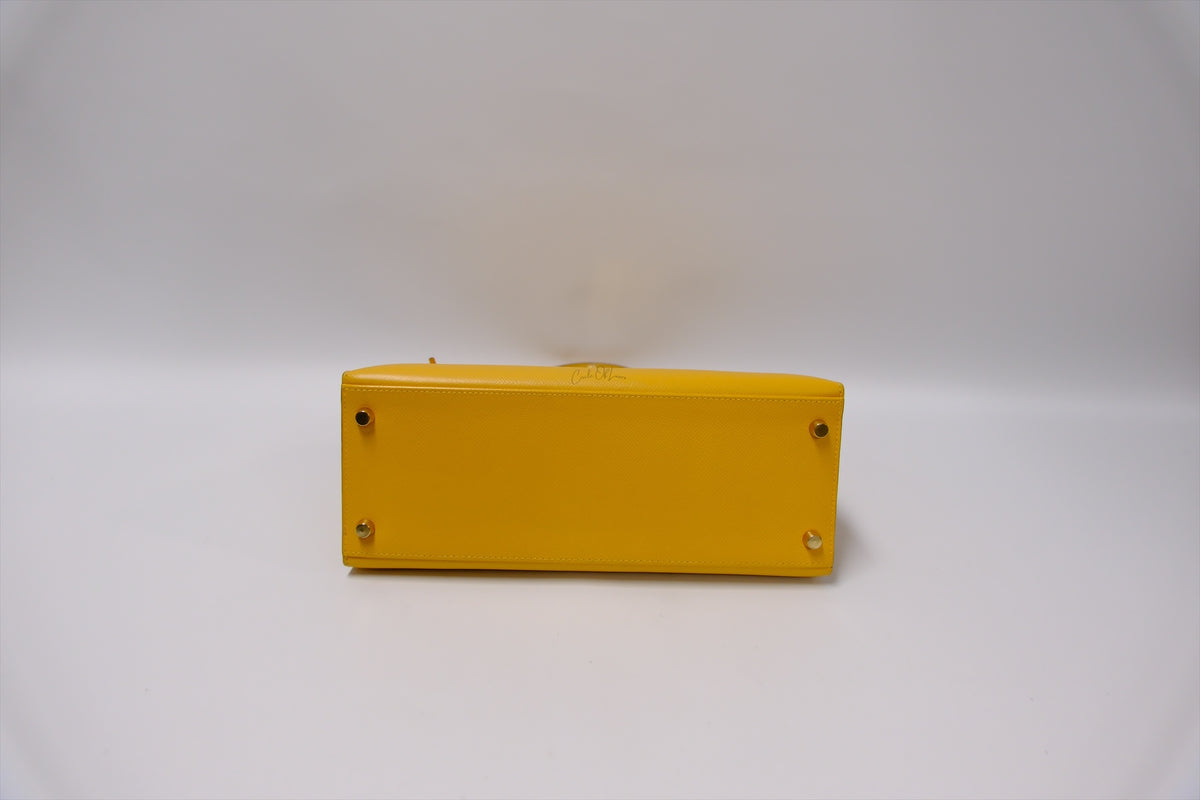 HERMES KELLY 28 EPSOM SELLIER GHW JAUNE AMBER