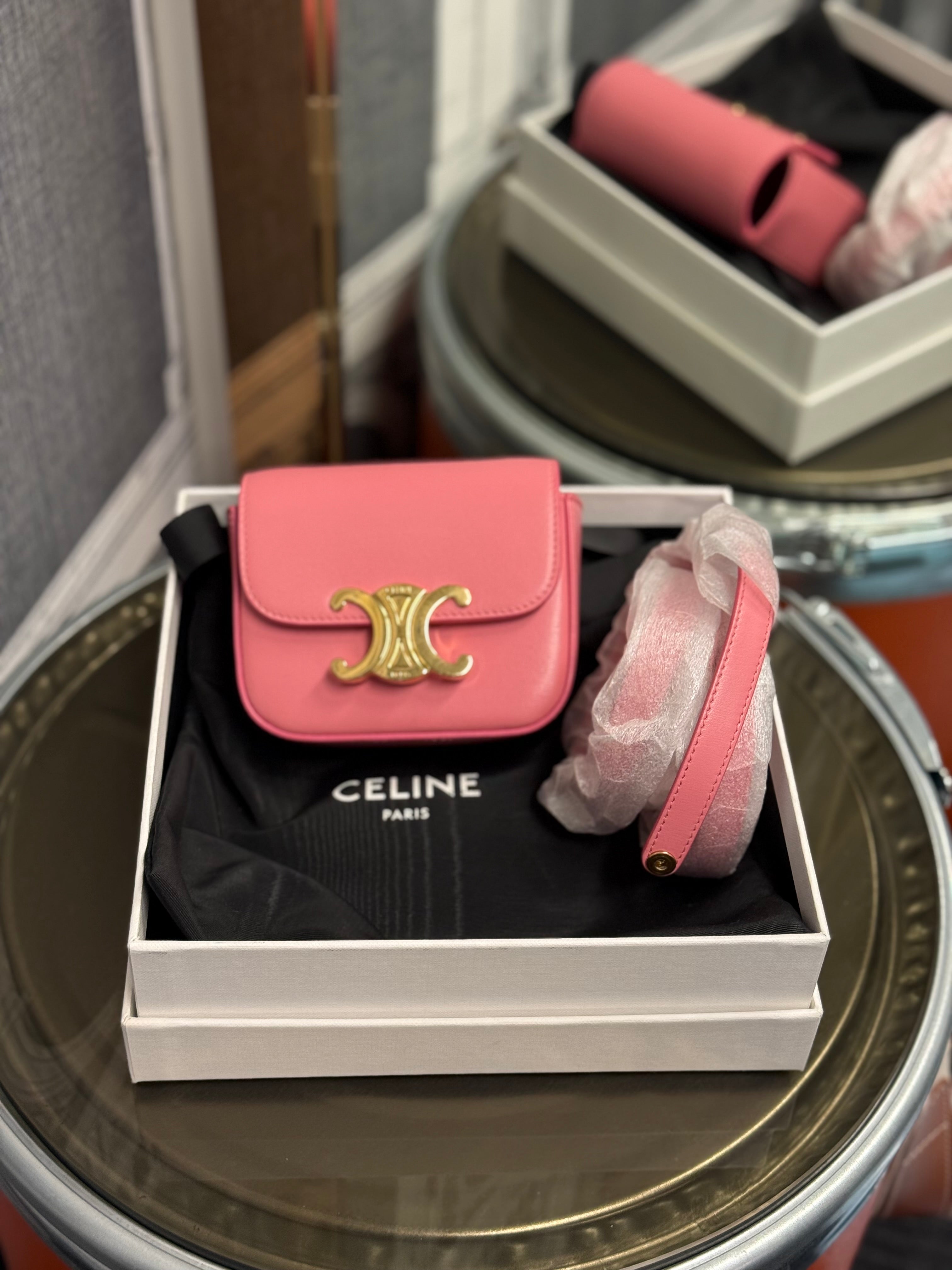 CELINE MINI CLAUDE IN SHINY CALFSKIN PINK GHW
