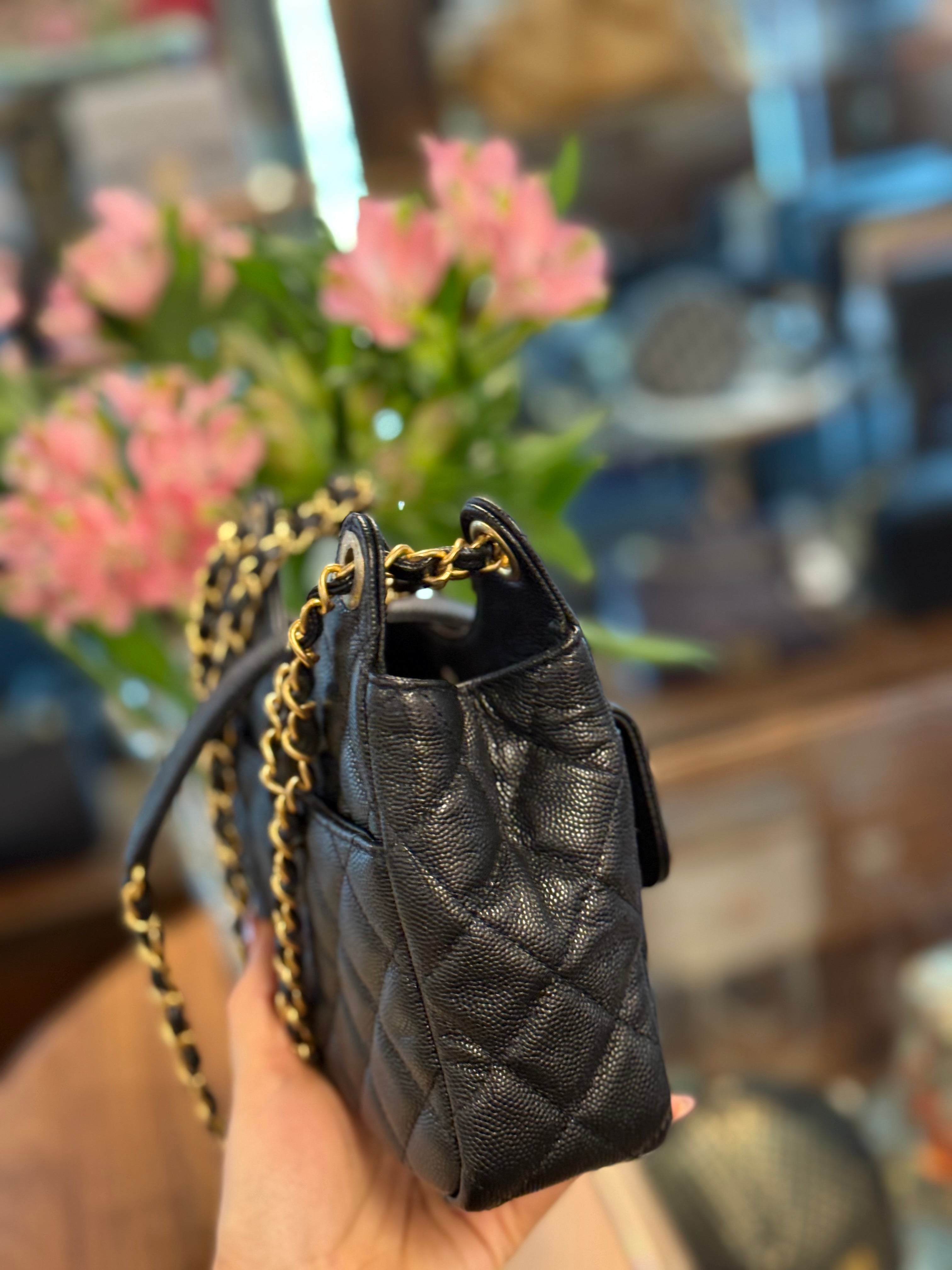 CHANEL SMALL HOBO  CROSSBODY CAVIAR  BLACK GHW