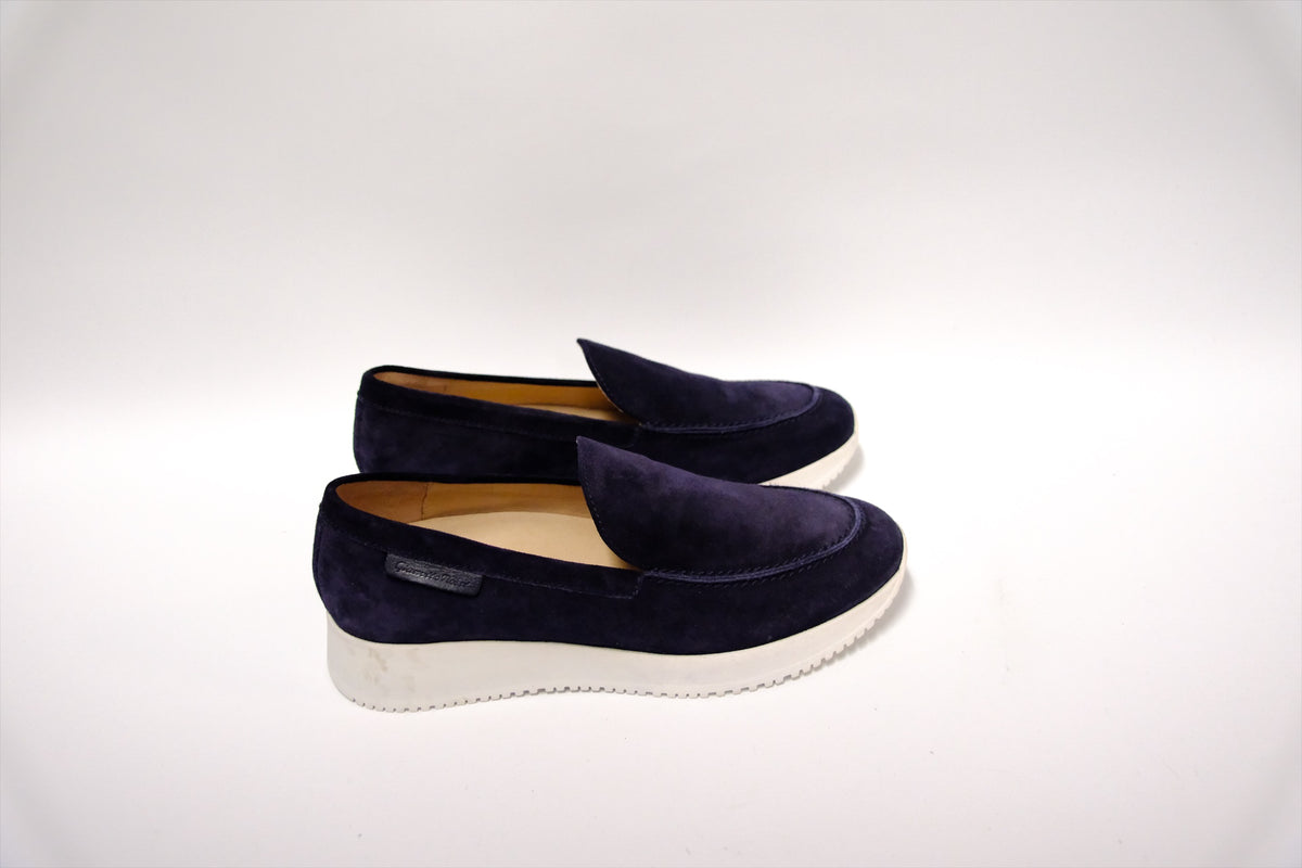 GIANVITO ROSSI SUEDE PLATFORM NAVY SLIP ON SIZE 36