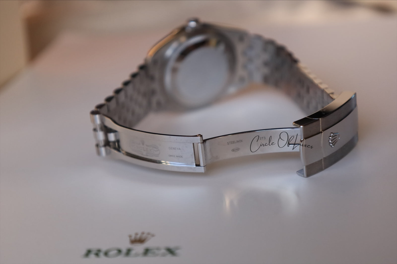 ROLEX DATE JUST 36 OYSTER STEEL BLUE FLUTED MOTIF DIAL
