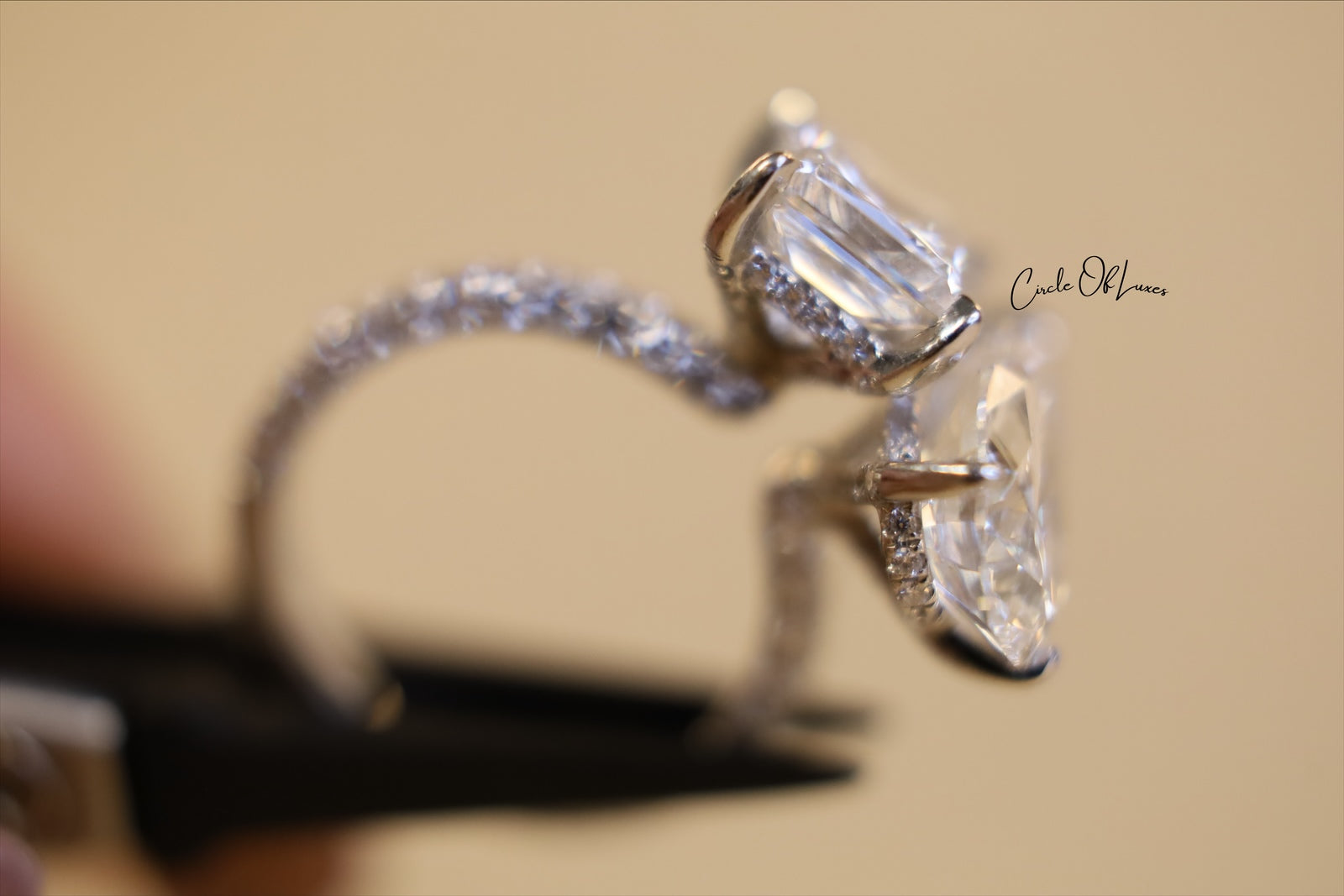 Platinum Princess Cut 2.5ct & pear shape 3.50ct  diamonds ring