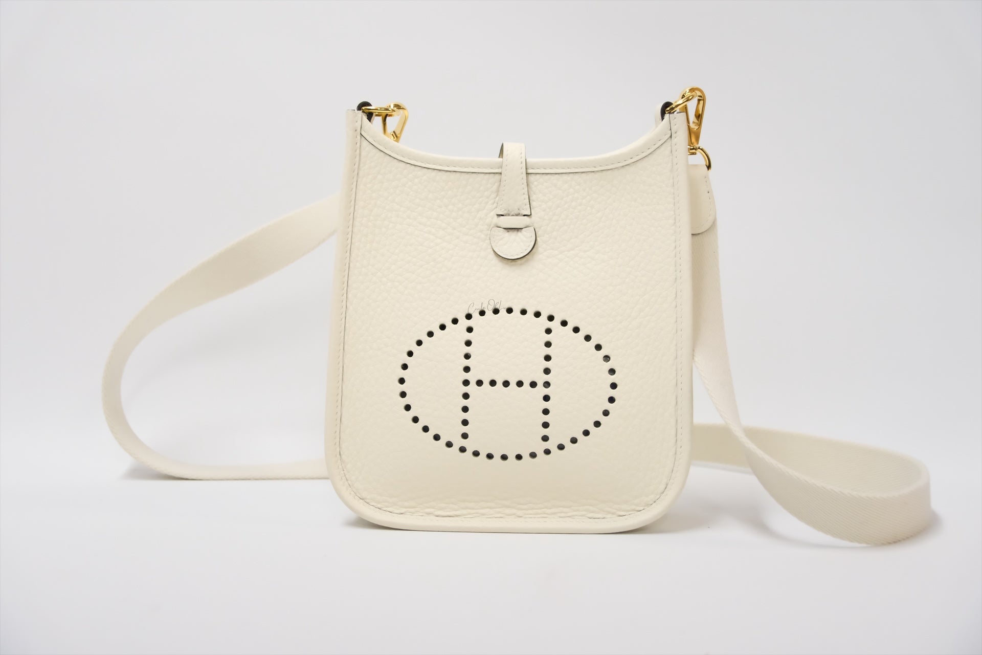 HERMES MINI EVELYNE CREAM GHW STAMP K