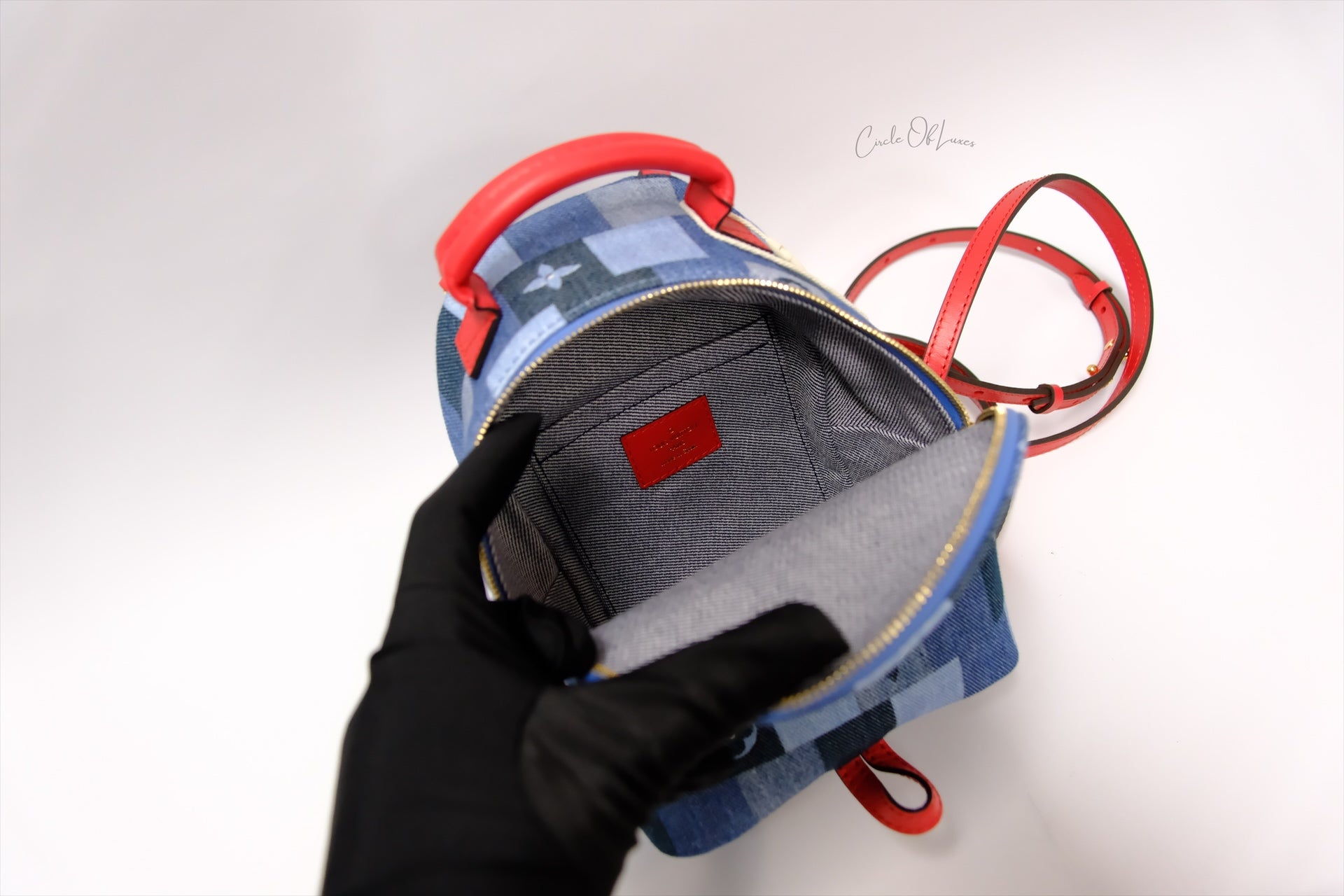 LOUIS VUITTON MINI PALM SPRING DENIM BACKPACK