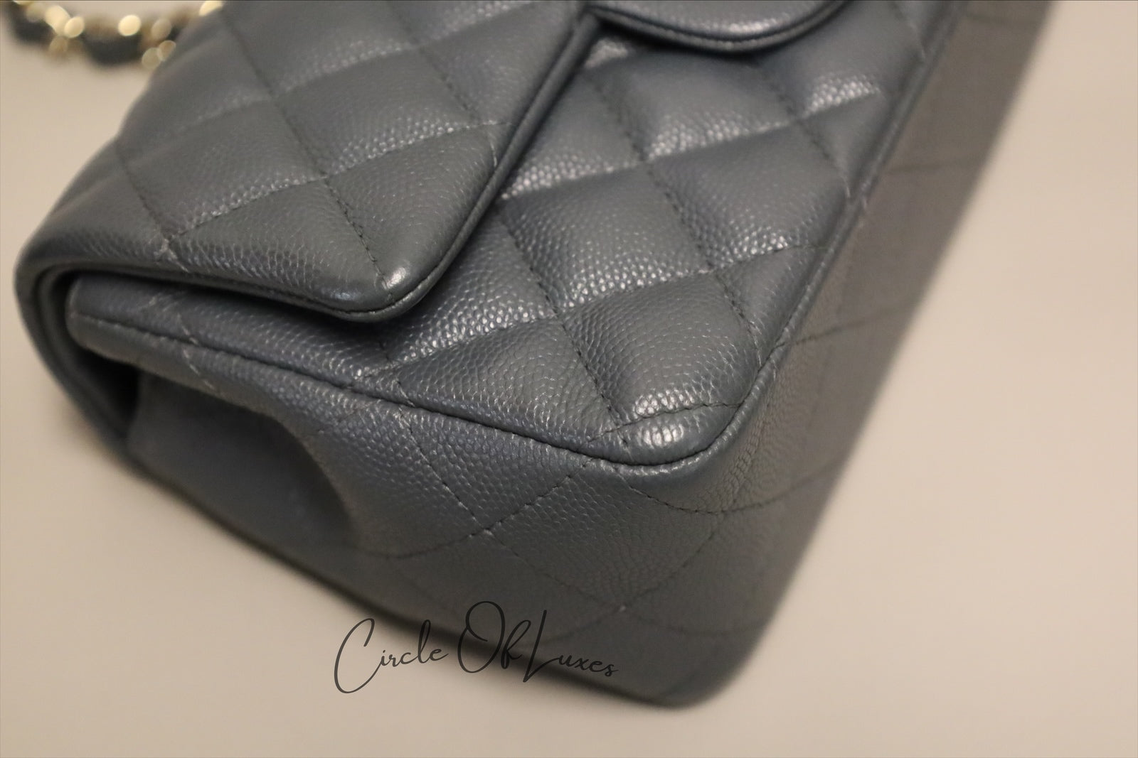 CHANEL MINI RECTANGLE GREY GHW CAVIAR