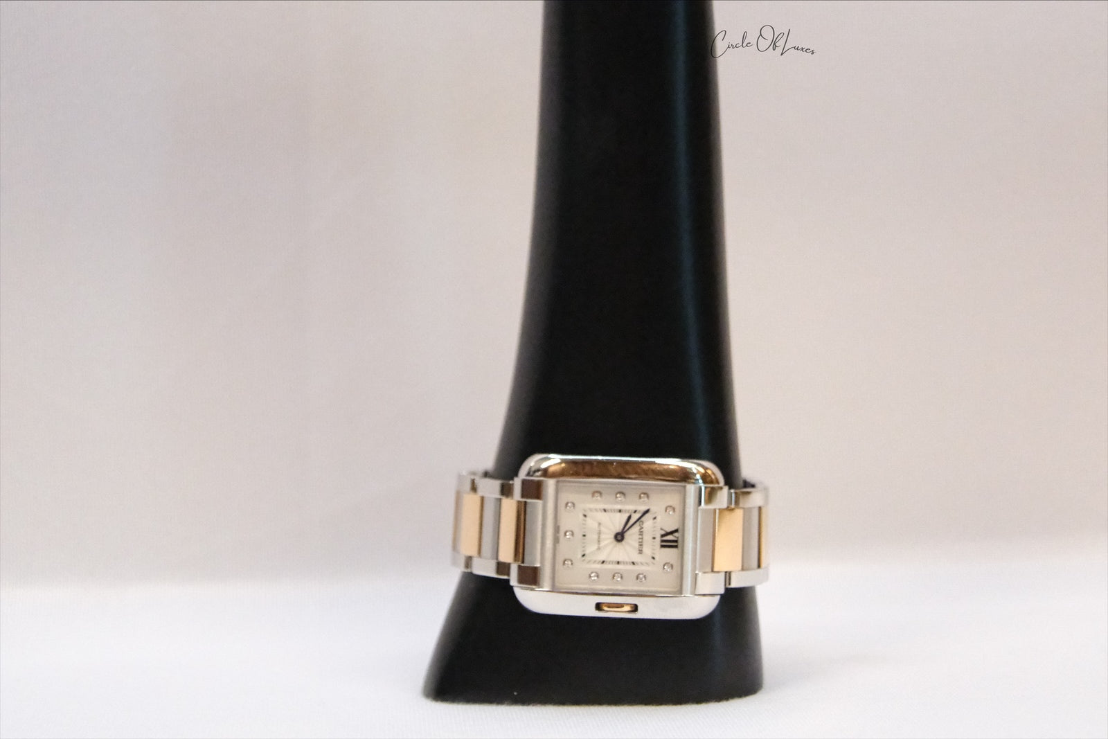 CARTIER TANK ANGLAISE TWO TONE ,DIAMONDS DIAL .