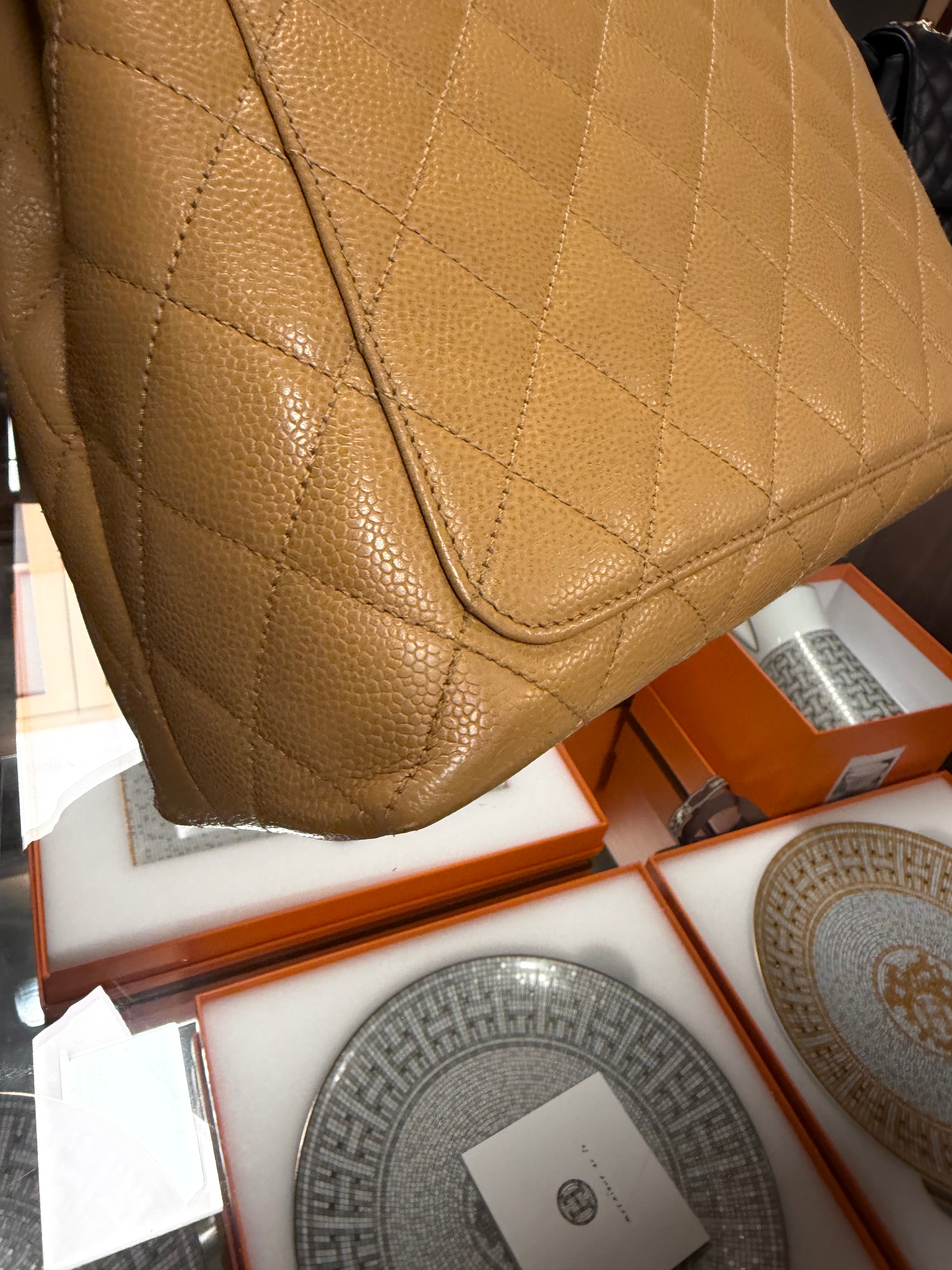 C C KELLY TOP HANDLE CAVIAR BEIGE GHW VINTAGE