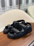 CHANEL DAD SANDAL BLACK SIZE 37