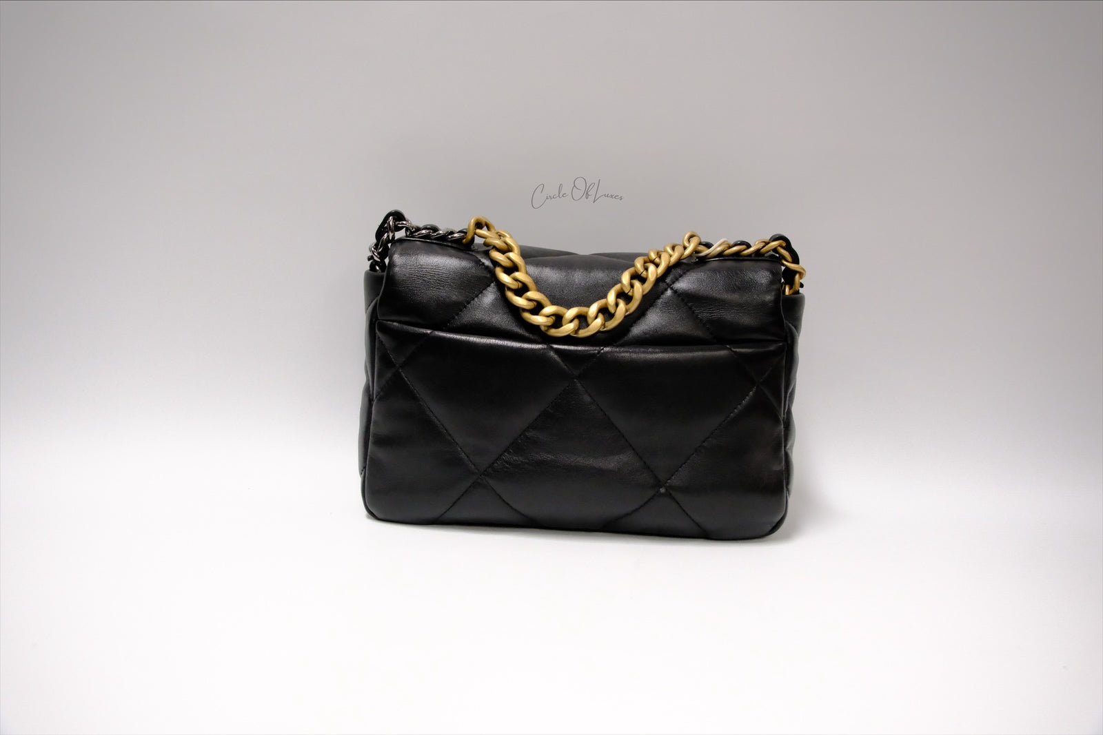 CHANEL C19 SMALL BLACK LAMSKIN