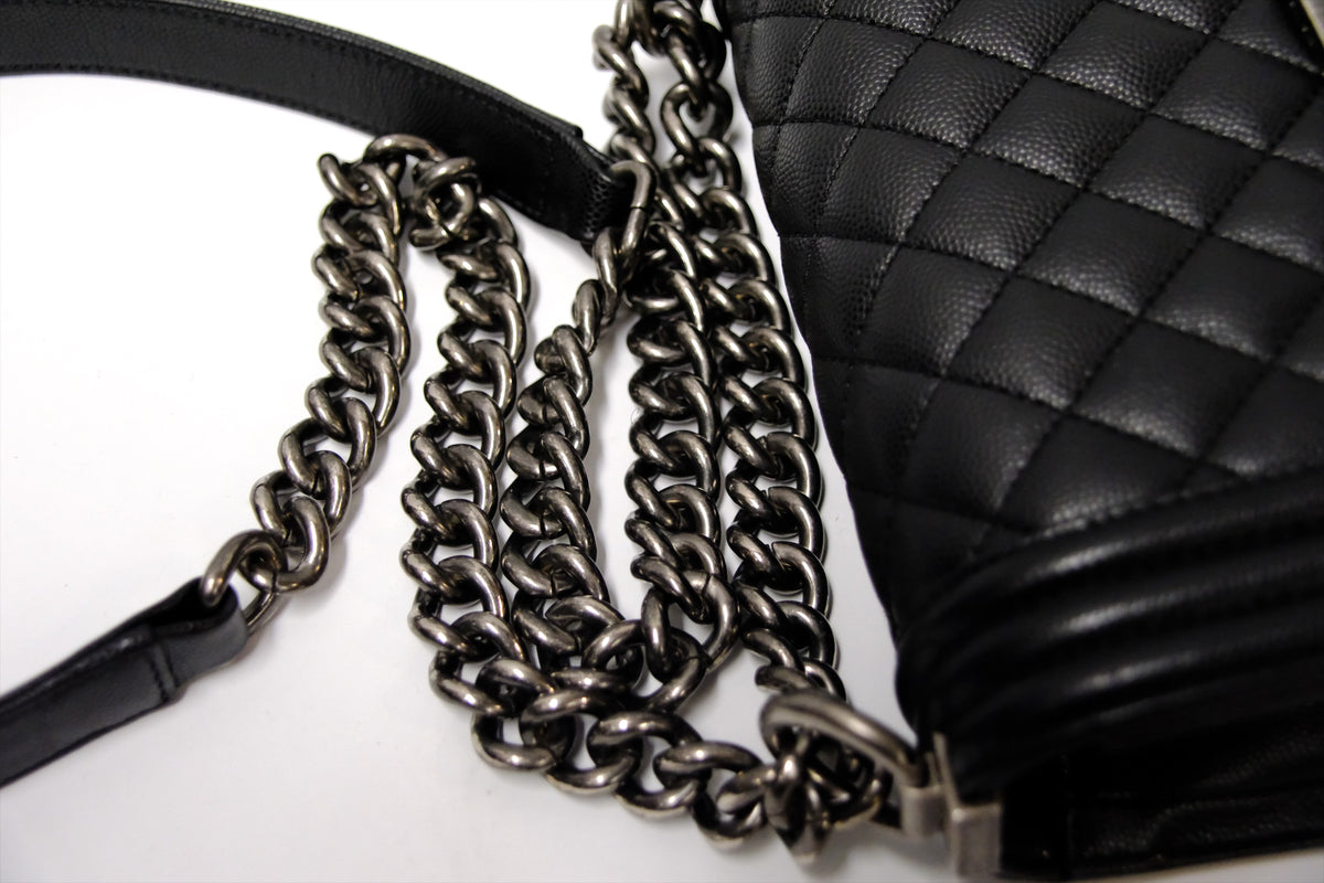 CHANEL SMALL BOY CAVIAR BLACK RHW