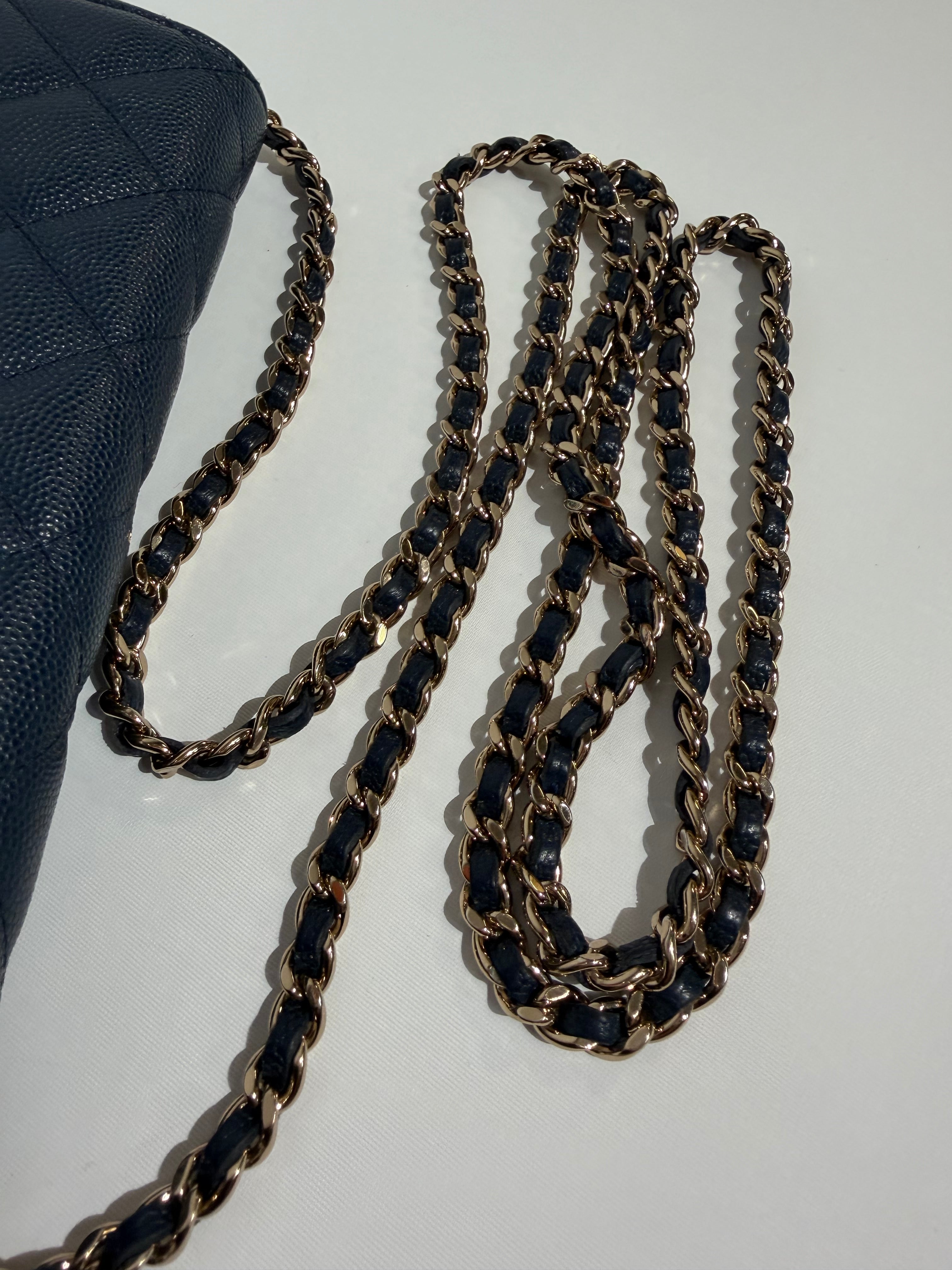 CHANEL WALLET ON CHAIN CAVIAR NAVY GHW