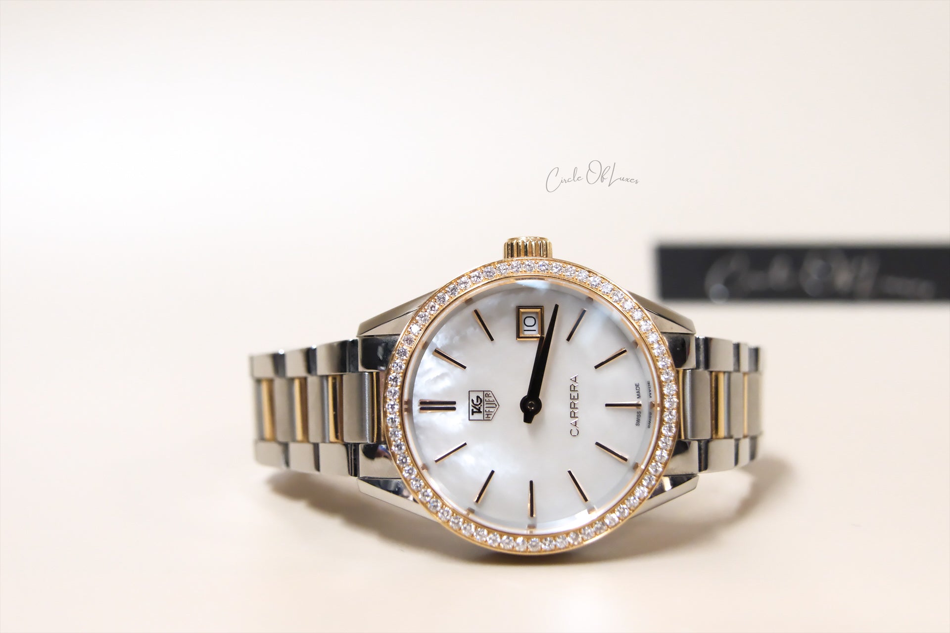 TAGHEUER 32mm CARRERA TWO TONE DIAMONDS BEZELS MOP