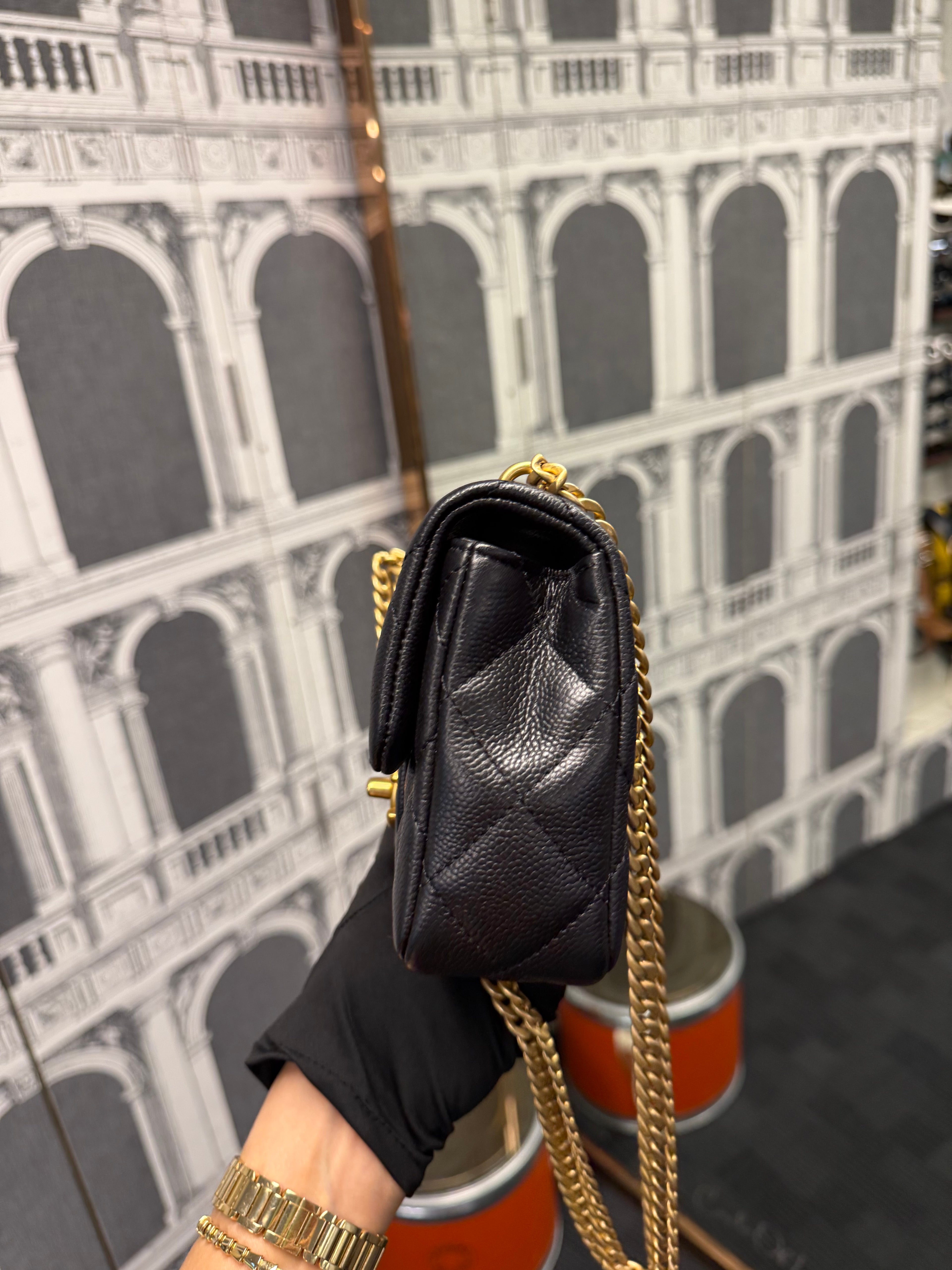 CHANEL 23P COCO LOVE FLAP BAG CAVIAR BLACK GHW(MICROCHIP)