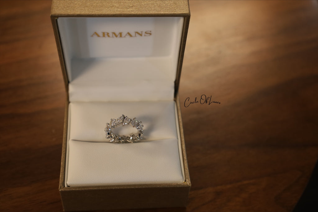Platinum  eternity Oval, Pears, Marquise & Emerald Diamonds  ring