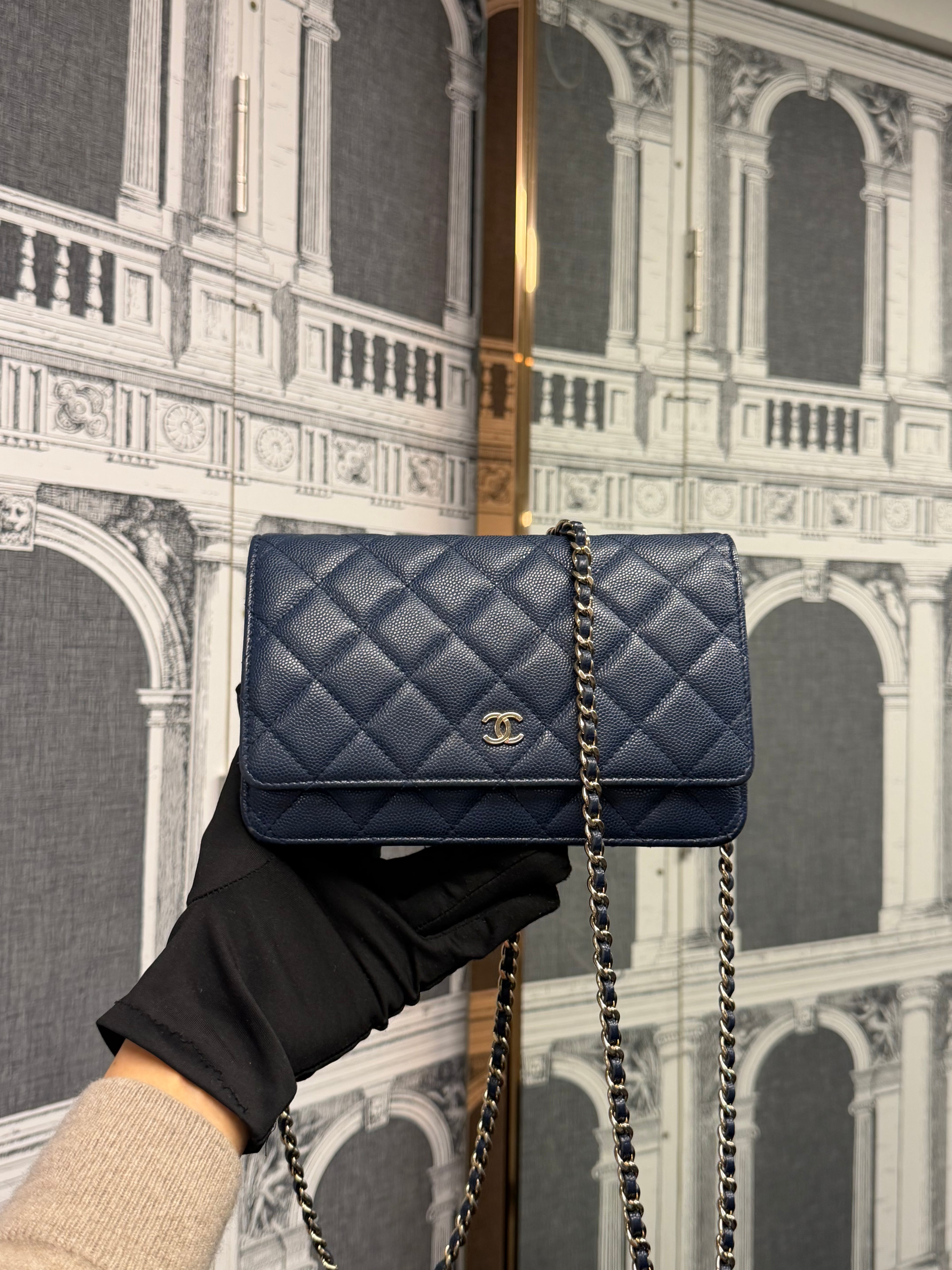 CHANEL WALLET ON CHAIN CAVIAR NAVY GHW