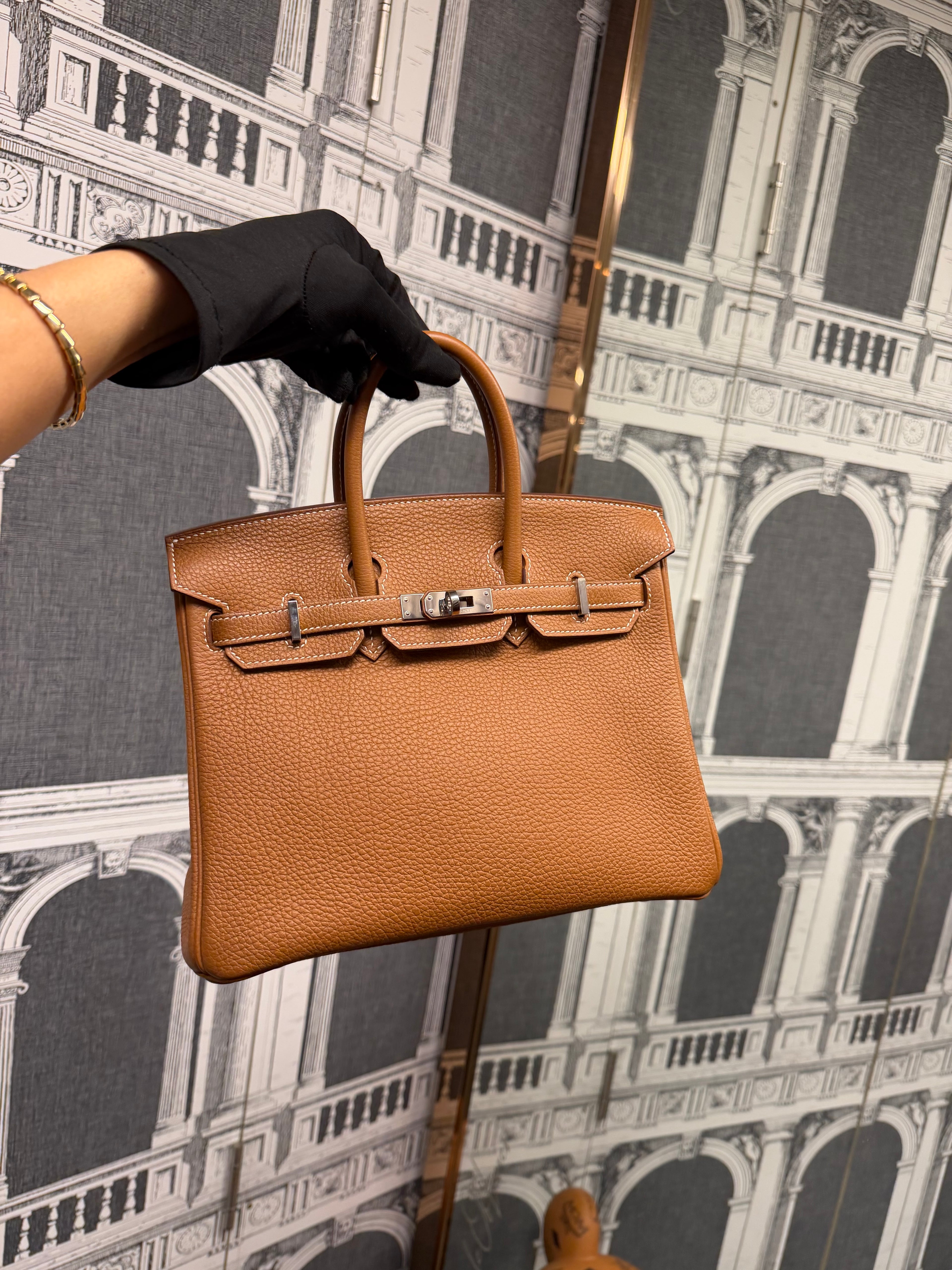 HERMES BIRKIN 25 GOLD PHW TOGO STAMP U