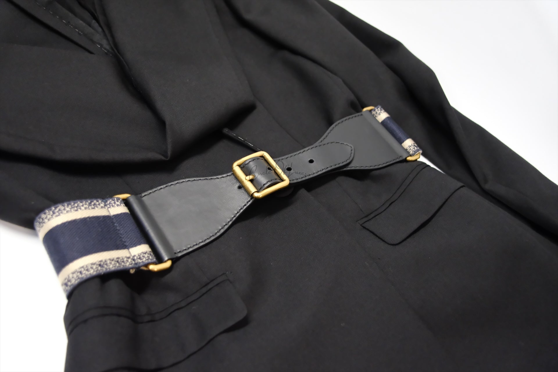 CHISTAN DIOR EMBROIDERED NAVY BELT SIZE 75