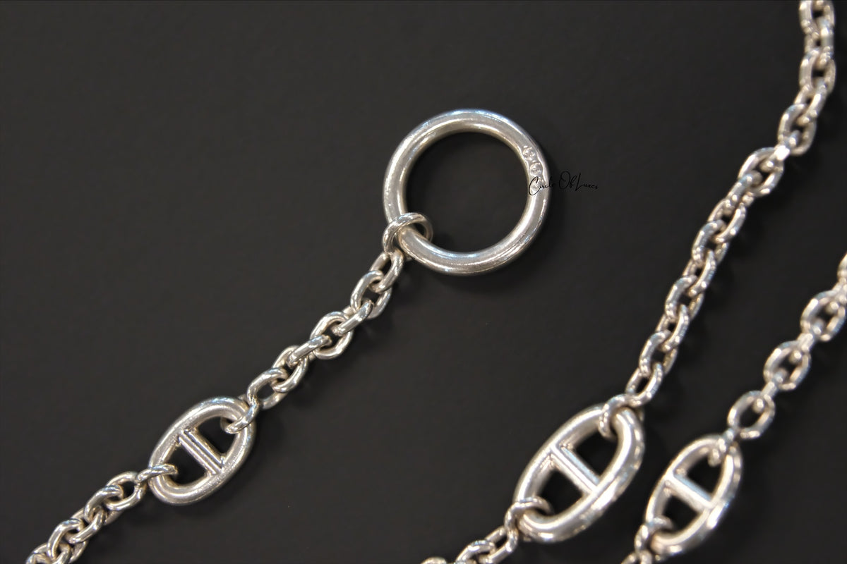 HERMES  SILVER 160cm NECKLACE