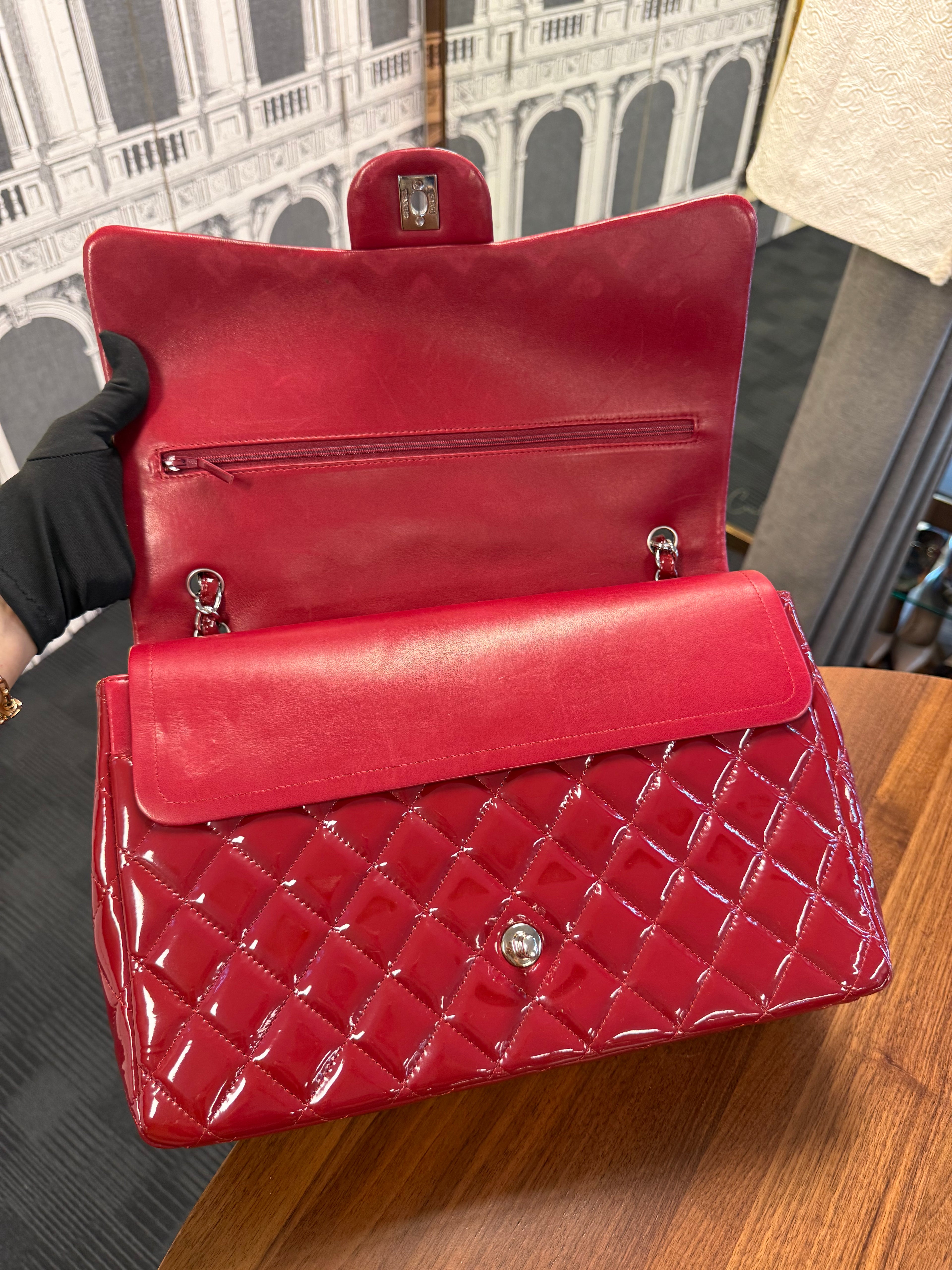 Chanel CLASSIC MAXI RED PATENT
