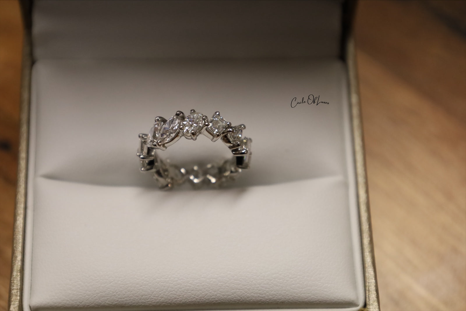 Platinum  eternity Oval, Pears, Marquise & Emerald Diamonds  ring