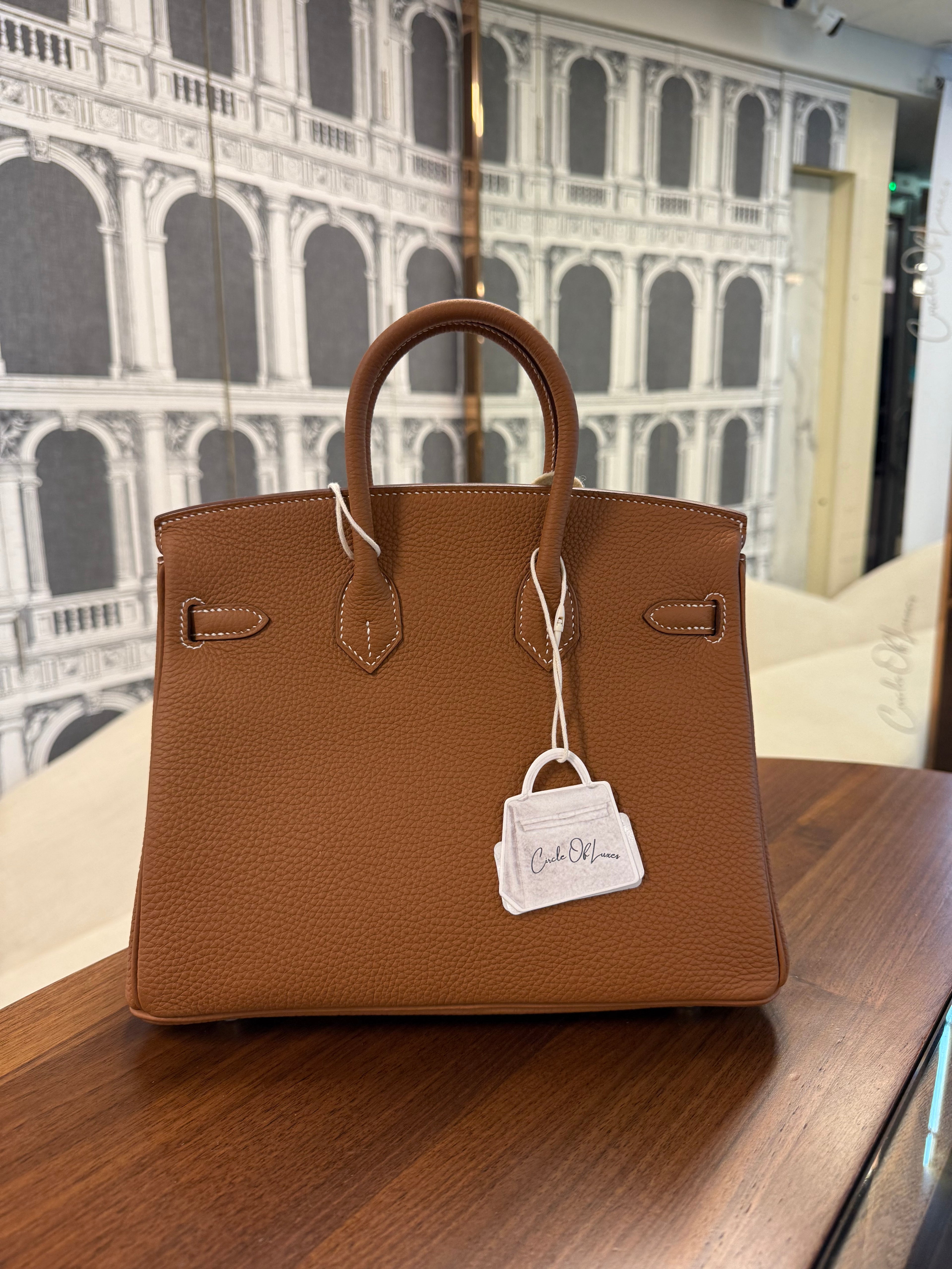 HERMES BIRKIN 25 GOLD ON GOLD TO GO STAMP U