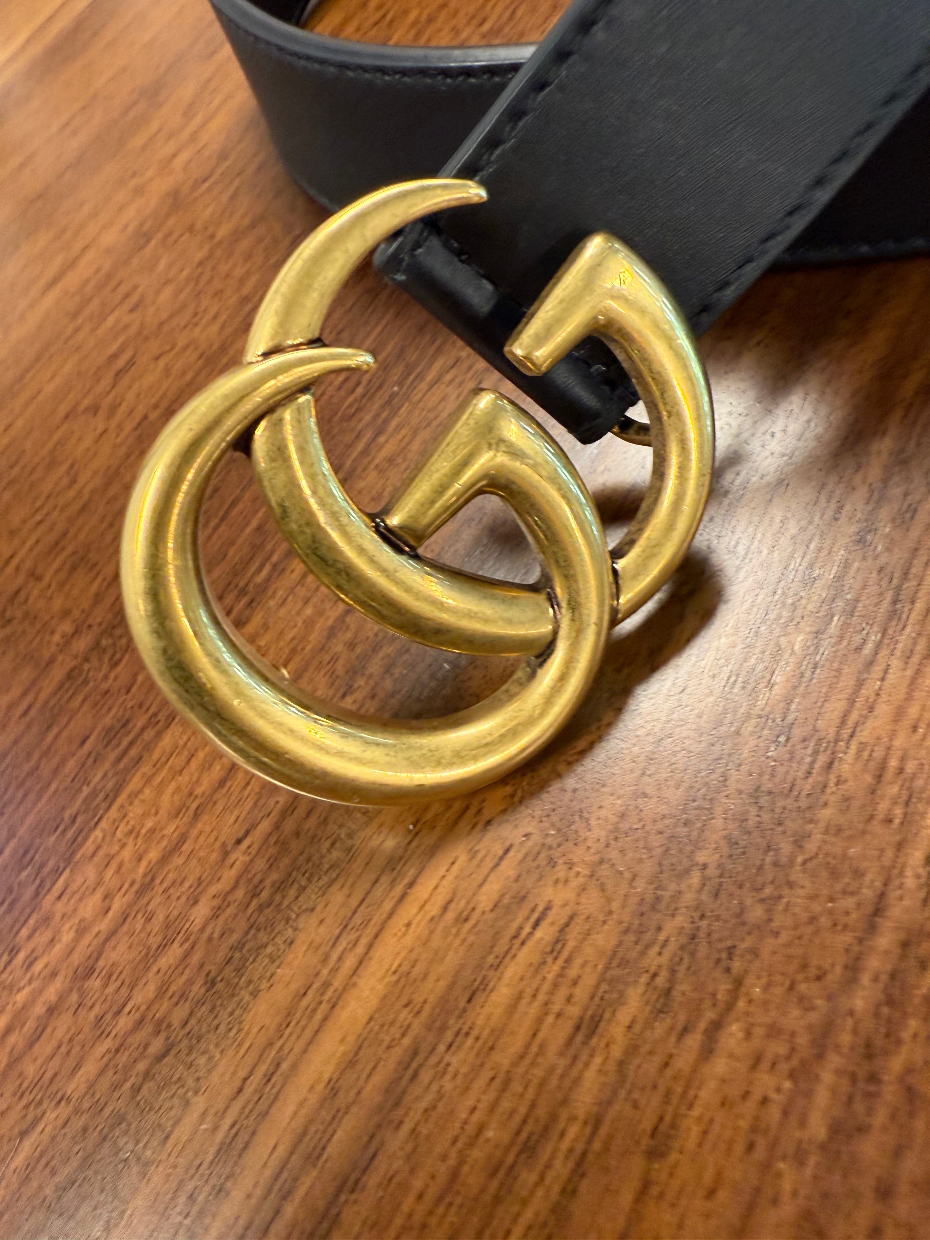 GUCCI MARMONT  BELT BLACK GHW SIZE 80cm