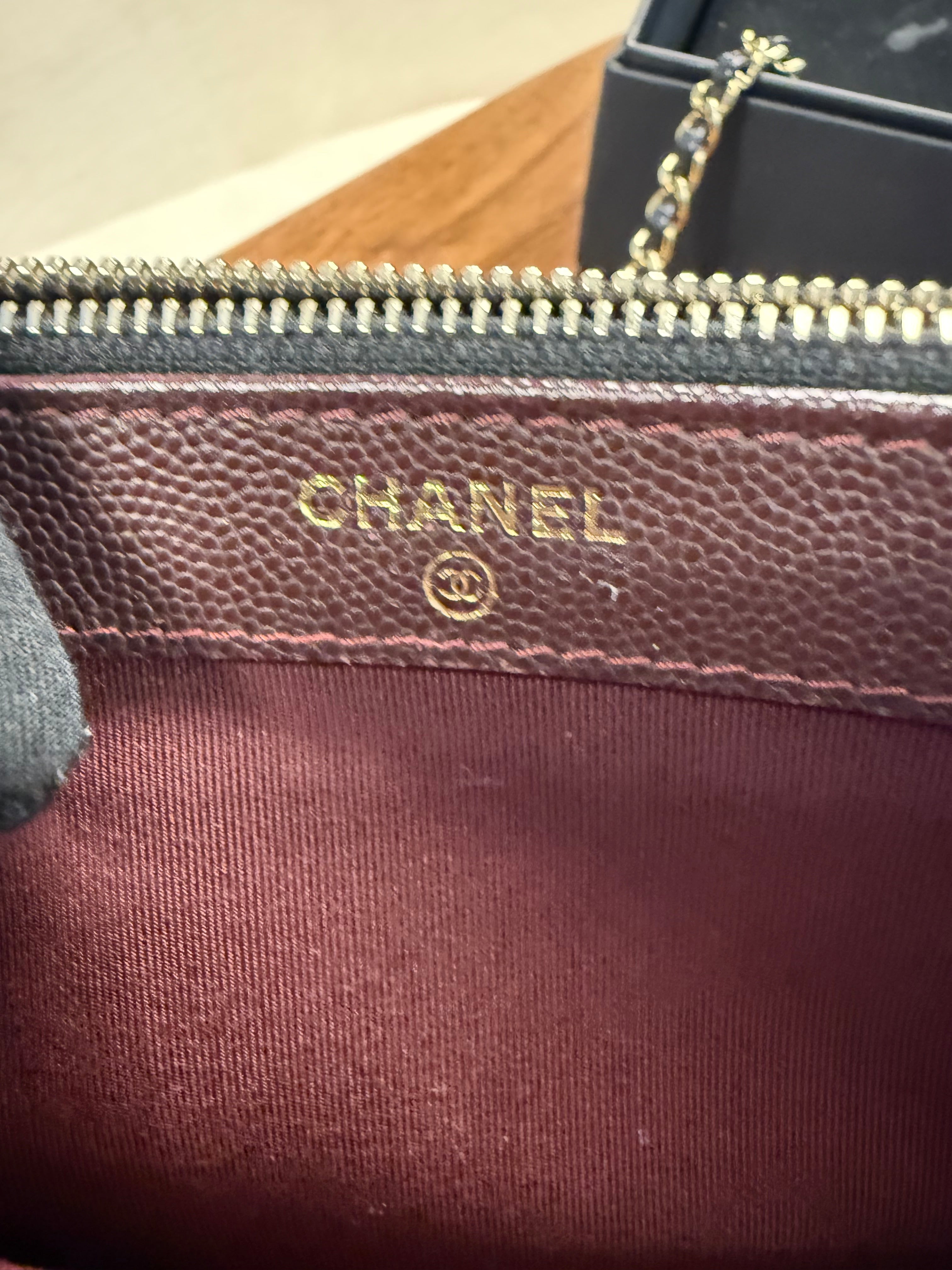 CHANEL DOUBLE BLACK WALLET CAVIAR GHW