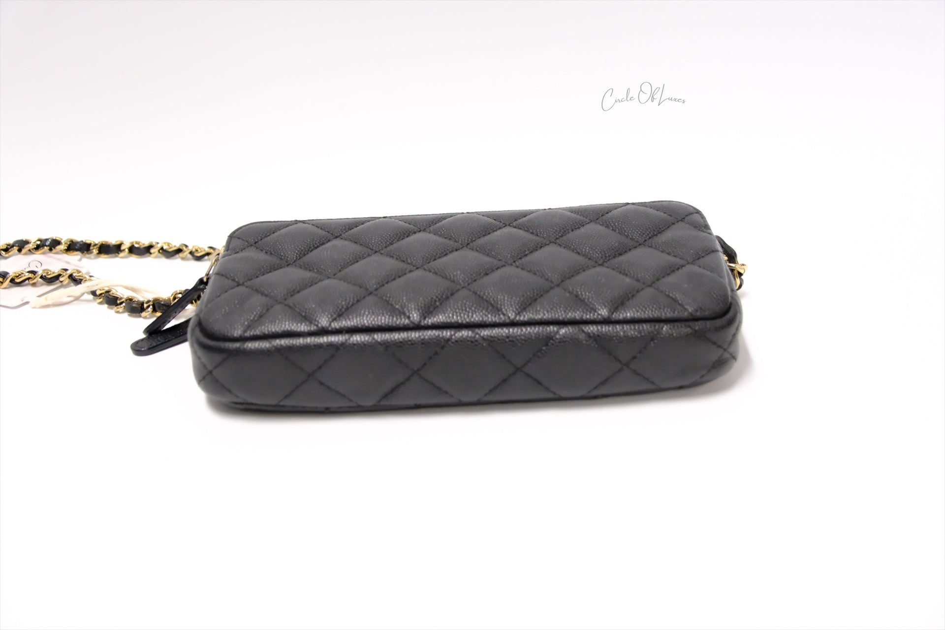 CHANEL DOUBLE CHAIN  POUCH CAVIAR GHW