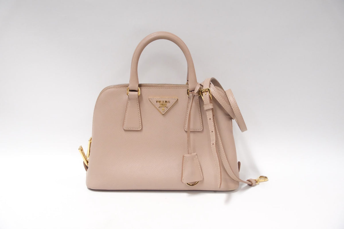 Prada Promenade Small Bag  Powder Pink Saffiano Leather & Gold Tone Hardware
