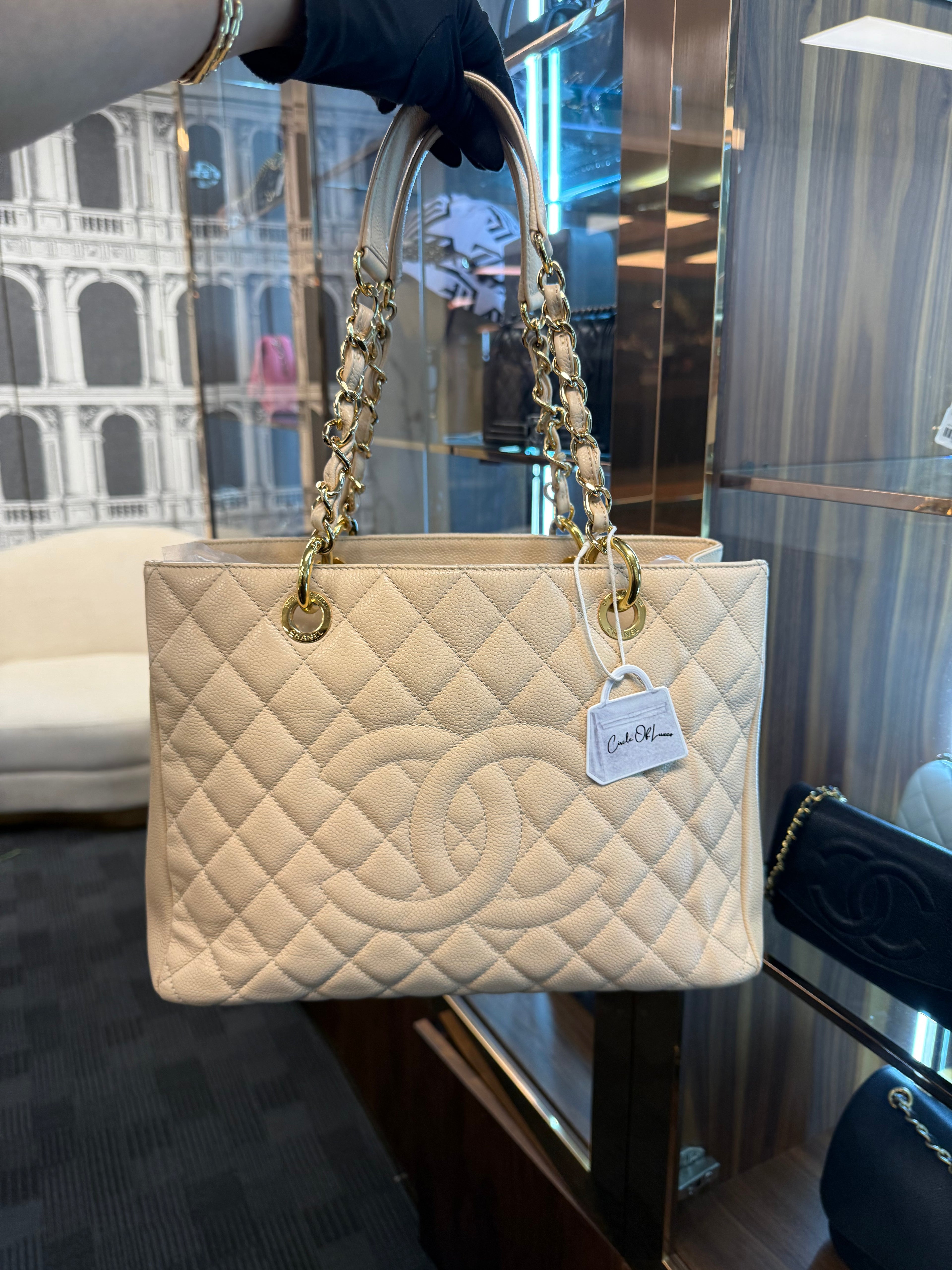 CHANEL GST CAVIAR BEIGE GHW