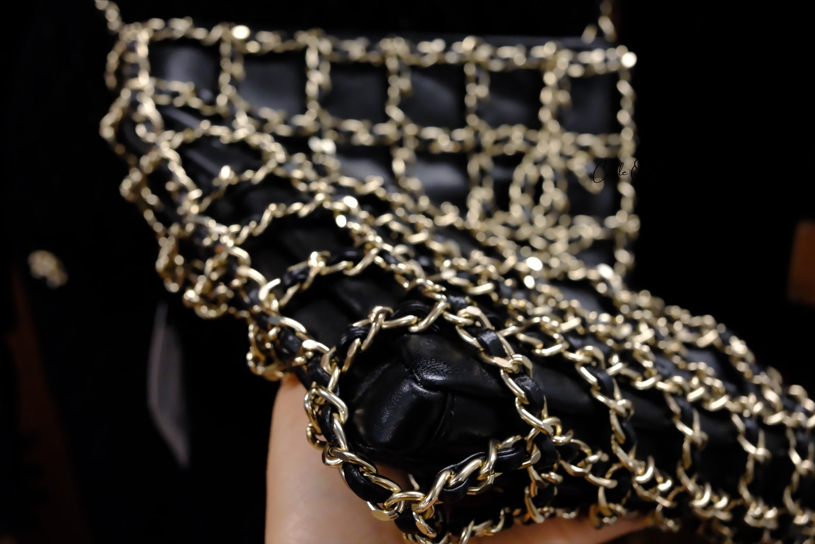 Chanel Lambskin Chain Net Shoulder Bag
